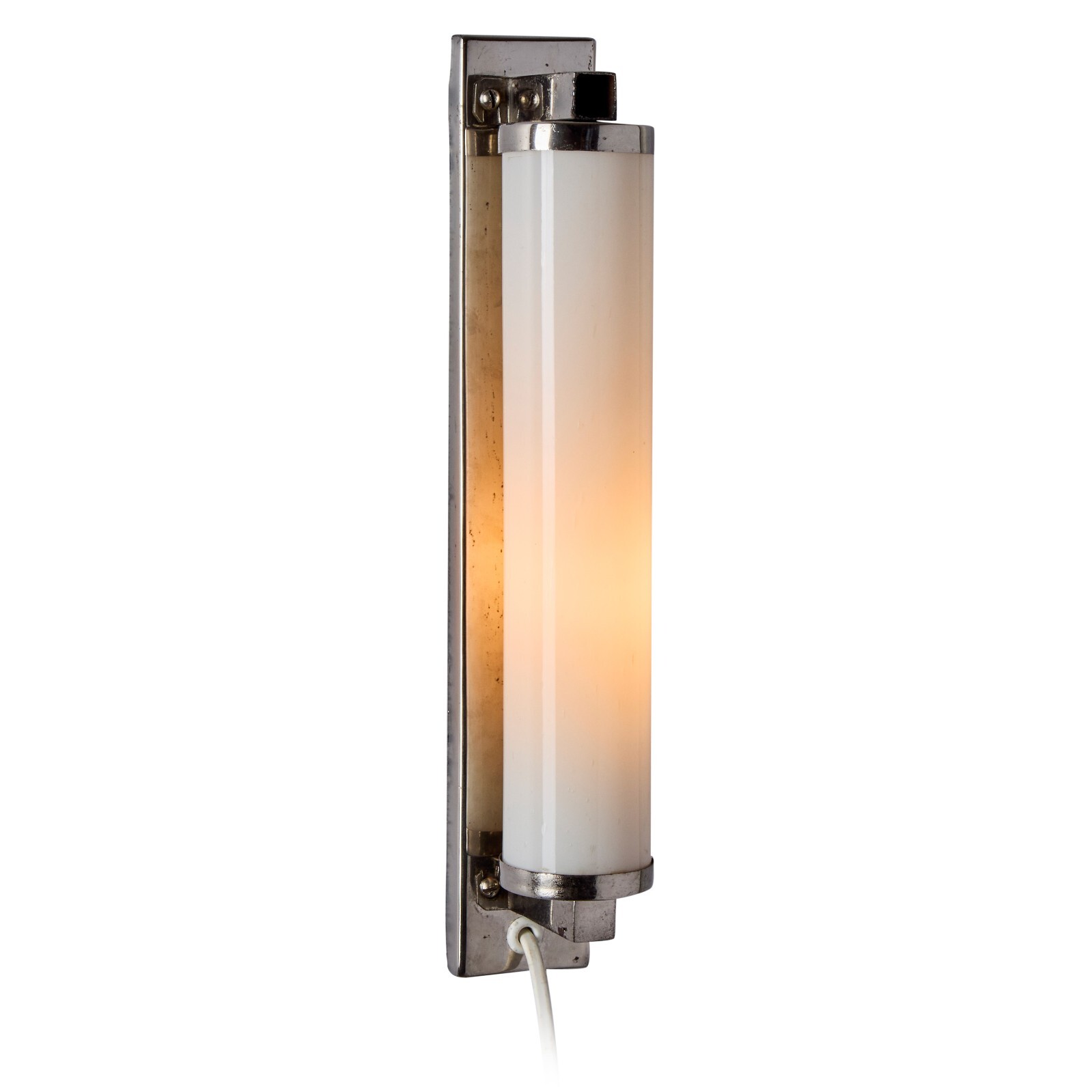 1930s Finnish Cylindrical Glass Plug-in Wall Lamp in the Manner of Paavo Tynell 1930s Finnish Cylindrical Glass Plug-in Wall Lamp in the Manner of Paavo Tynell