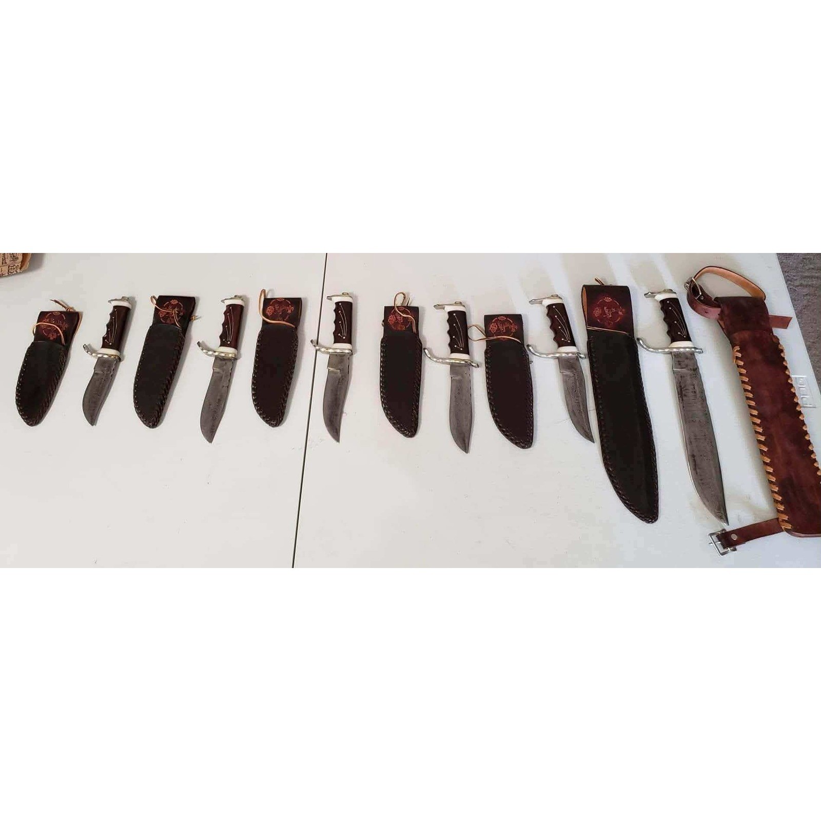 Ray Johnson Signature Damascus Knife Set 1997 Silver Dollar City Heirloom 6pc