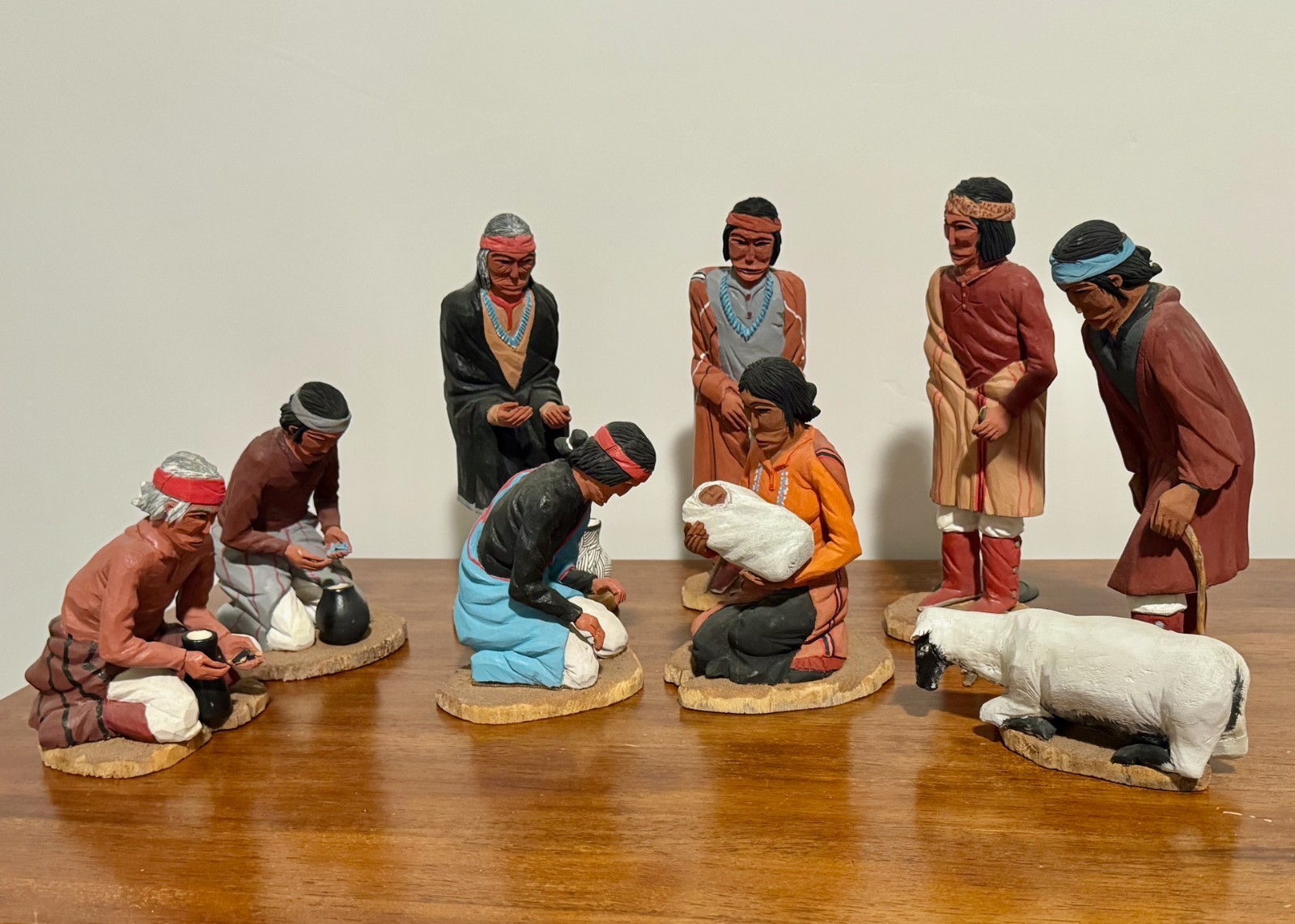 Vintage 10 Piece Hand Carved Navajo Nacimiento Set by Tom W. Yazzie - Christmas Vintage 10 Piece Hand Carved Navajo Nacimiento Set by Tom W. Yazzie - Christmas