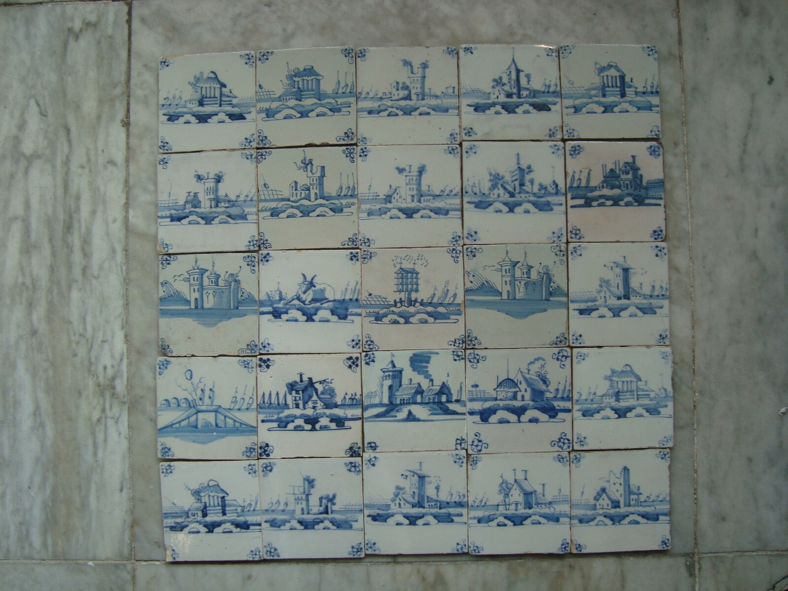 nice set 18th century delft handpainted dutch nice landscape tiles(25) nice set 18th century delft handpainted dutch nice landscape tiles(25)