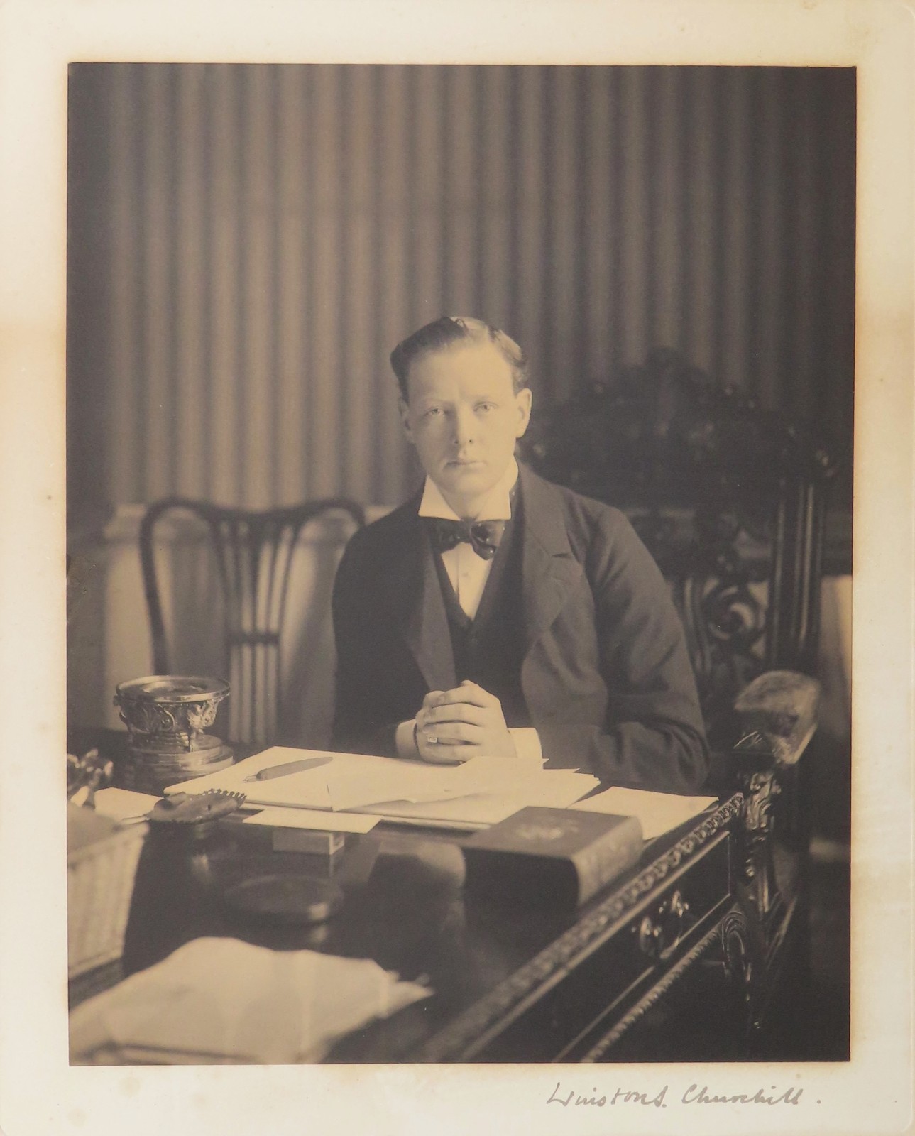 A magnificent, large signed photo of Winston S. Churchill from late 1900