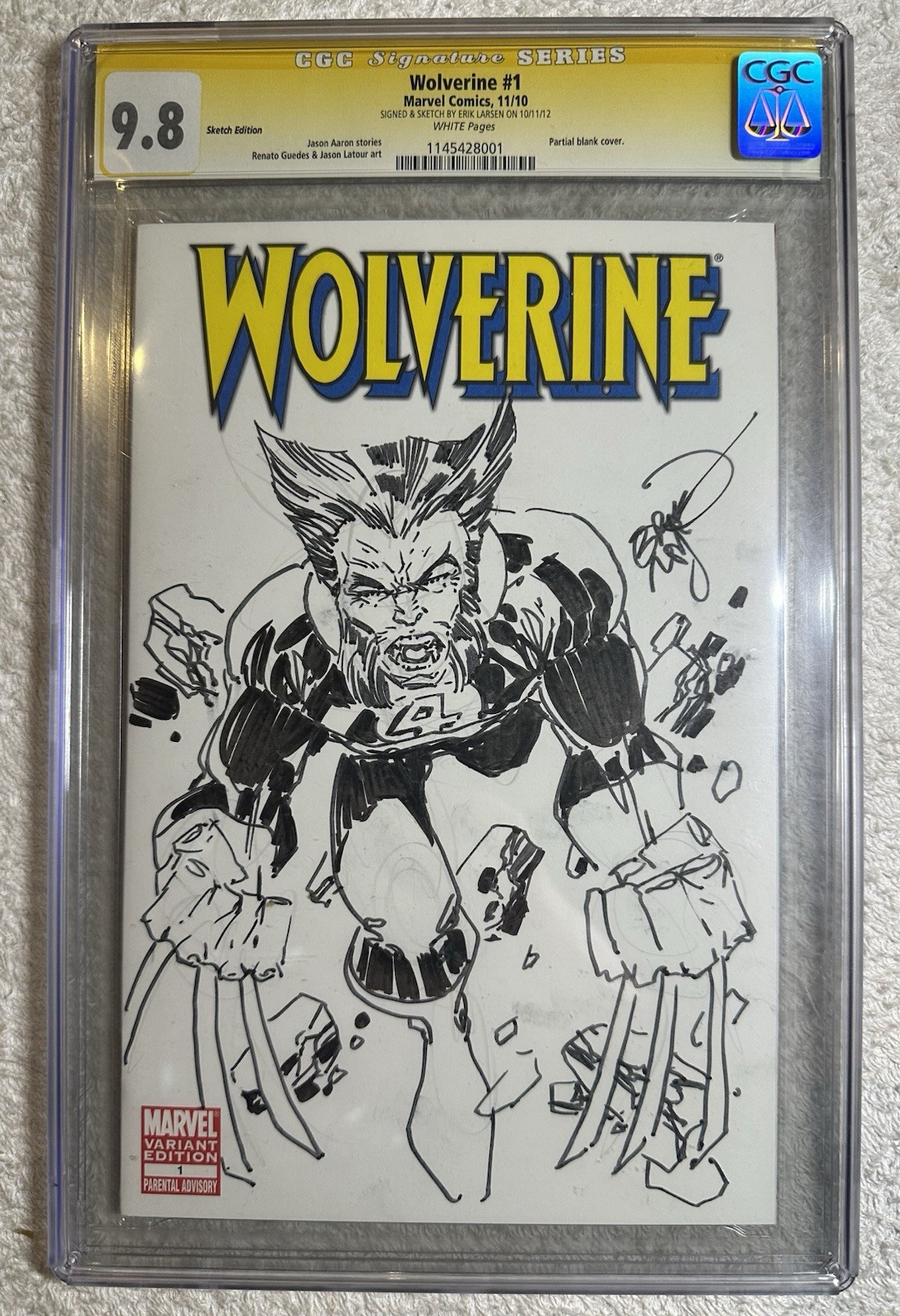 Wolverine #1 CGC SS 9.8 Erik Larsen Signed Sketch Fantastic Four, Wolverine 148