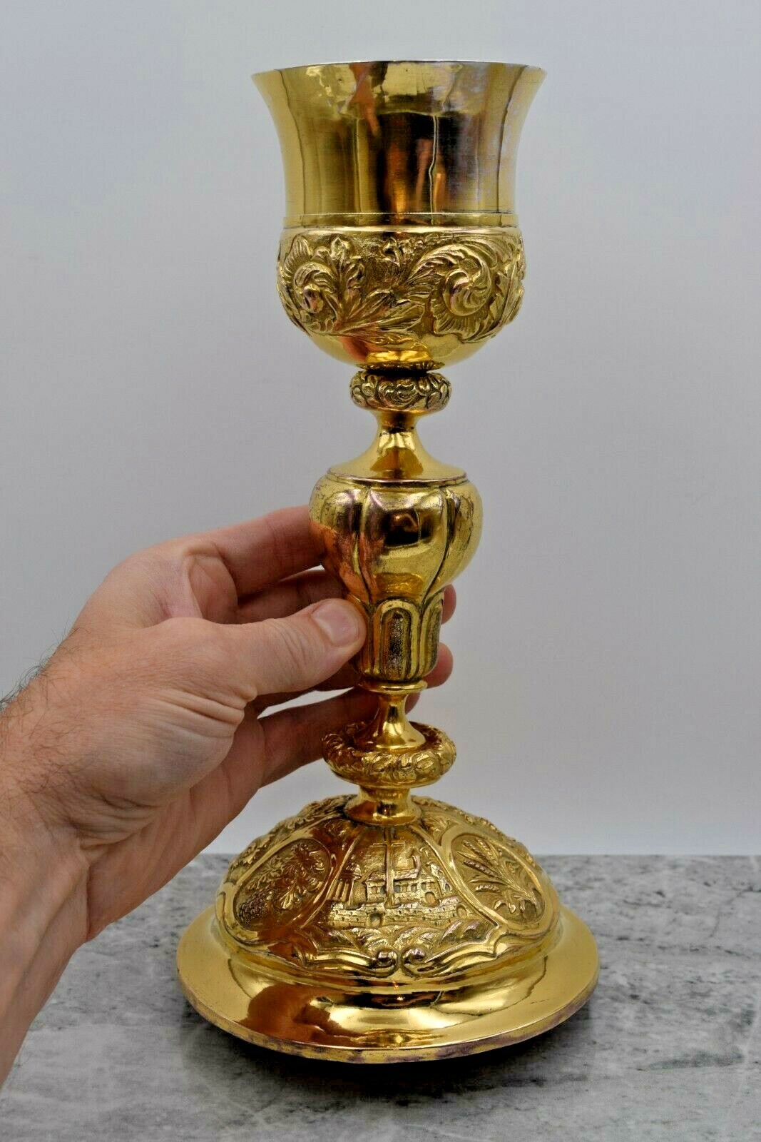 + Very Fine Antique Baroque Chalice (mid. 1800's) All Hand Embossed + (CU777) + Very Fine Antique Baroque Chalice (mid. 1800's) All Hand Embossed + (CU777)