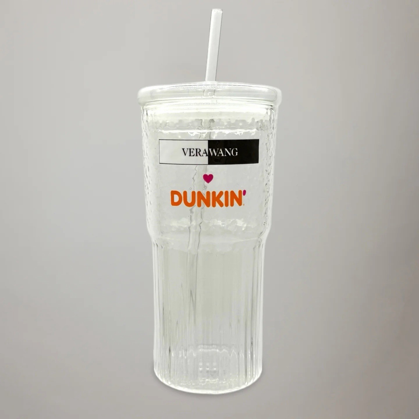 EXCLUSIVE Vera Wang Dunkin' Donuts Glass Coffee Cup Tumbler With Lid & Straw