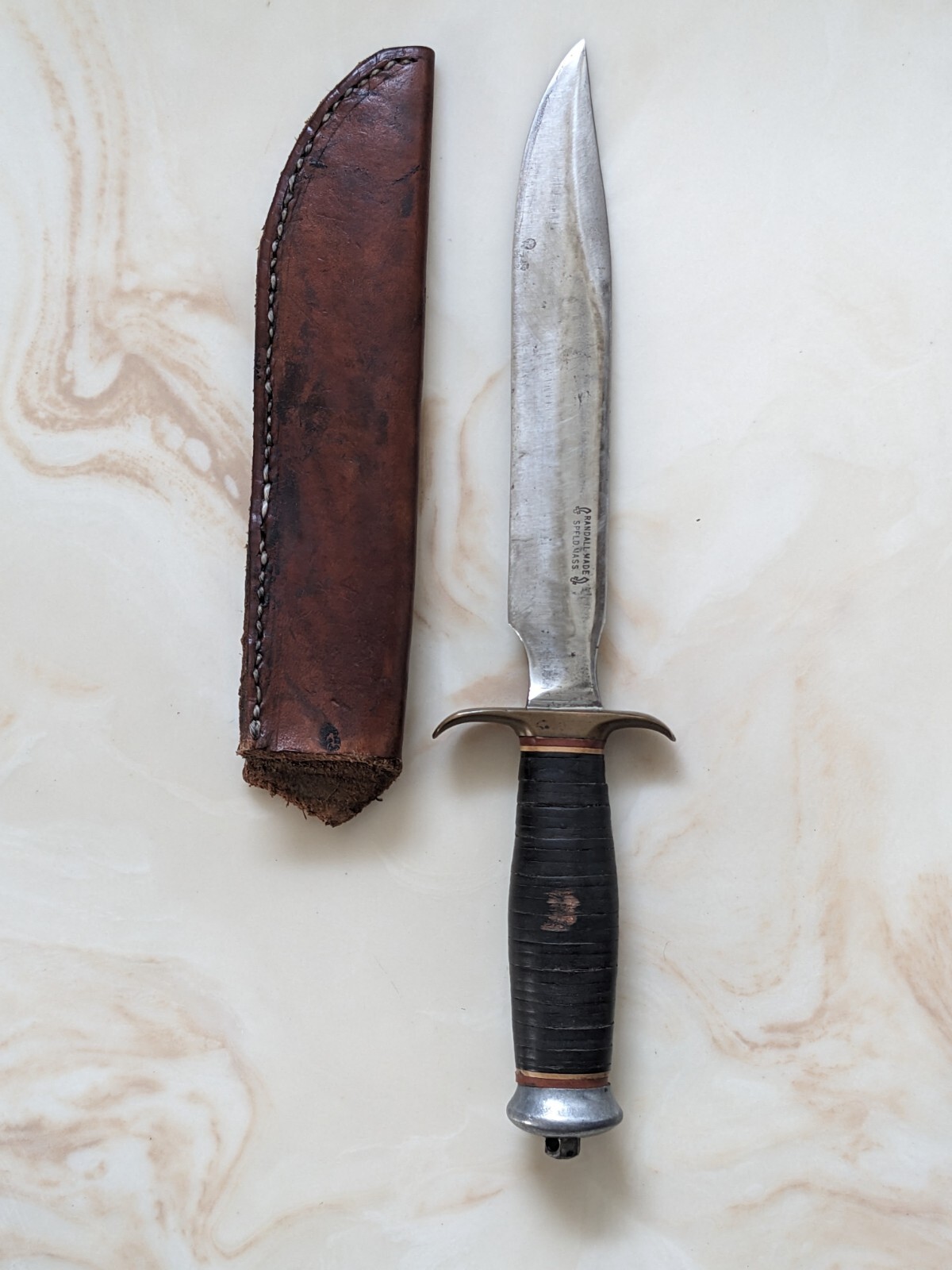 Very Rare Randall Made Knife Made in Springfield Mass WW2 Fighter Leather handle Very Rare Randall Made Knife Made in Springfield Mass WW2 Fighter Leather handle
