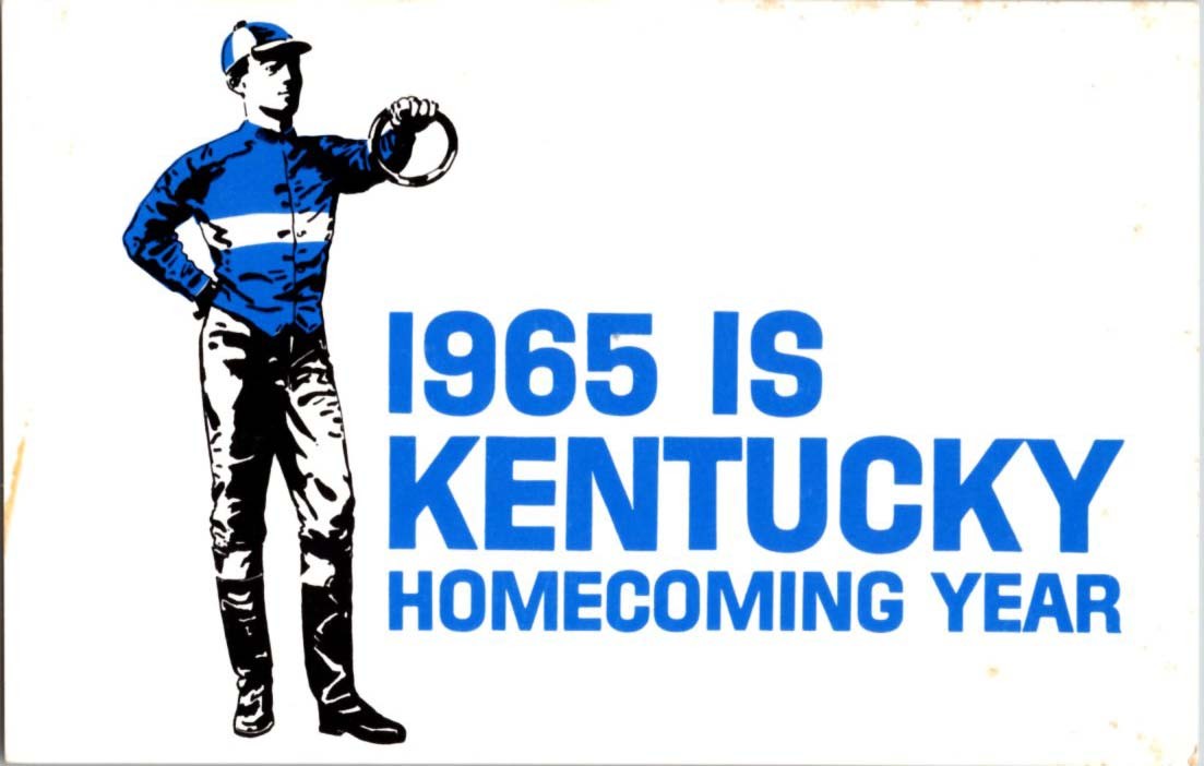 Frankfort KY postcard 1965 KENTUCKY JOCKEY GRAPHIC PROMOTION 9/12 BE4858