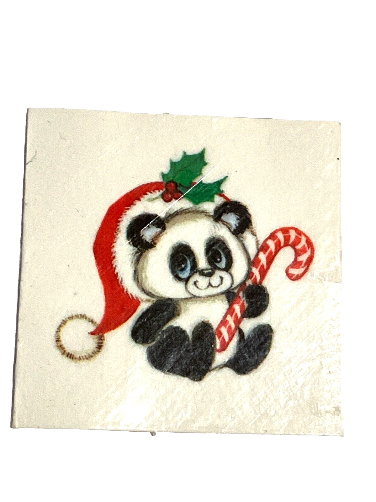 RARE VTG Hallmark CUTE CHRISTMAS PANDA BEAR CANDY CANE MINI Greeting Card XT2273 RARE VTG Hallmark CUTE CHRISTMAS PANDA BEAR CANDY CANE MINI Greeting Card XT2273