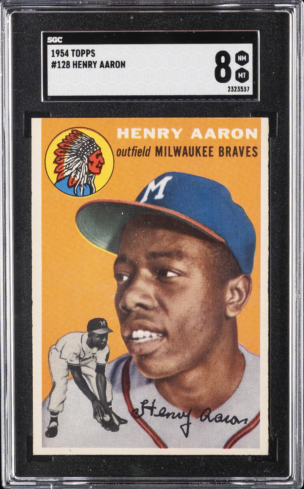 1954 TOPPS #128 HENRY AARON SGC 8 1954 TOPPS #128 HENRY AARON SGC 8