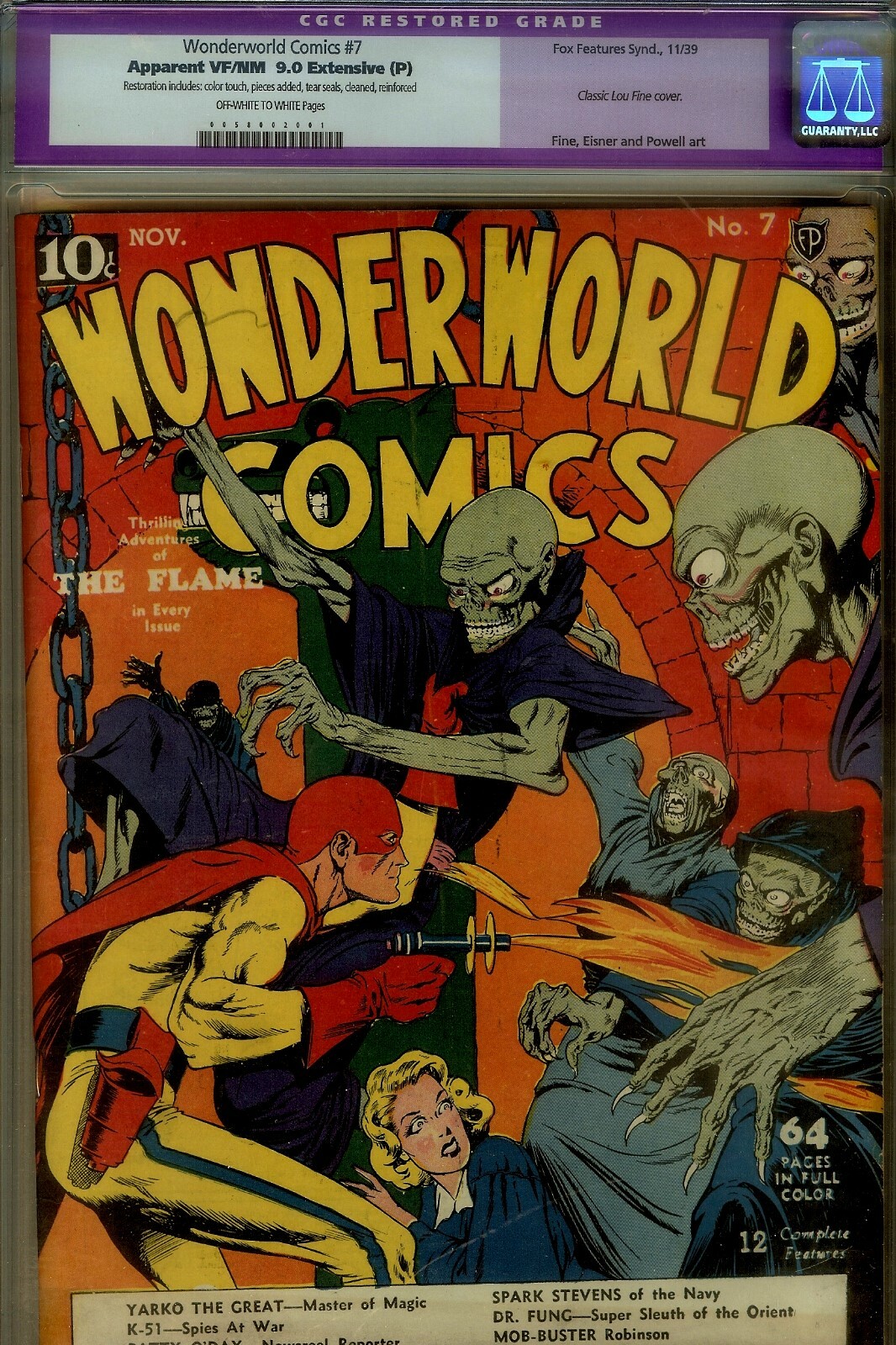 Wonderworld #7 CGC 9.0 (restored)-CLASSIC LOU FINE ARTWK- 1939 RARE FOX TITLE Wonderworld #7 CGC 9.0 (restored)-CLASSIC LOU FINE ARTWK- 1939 RARE FOX TITLE