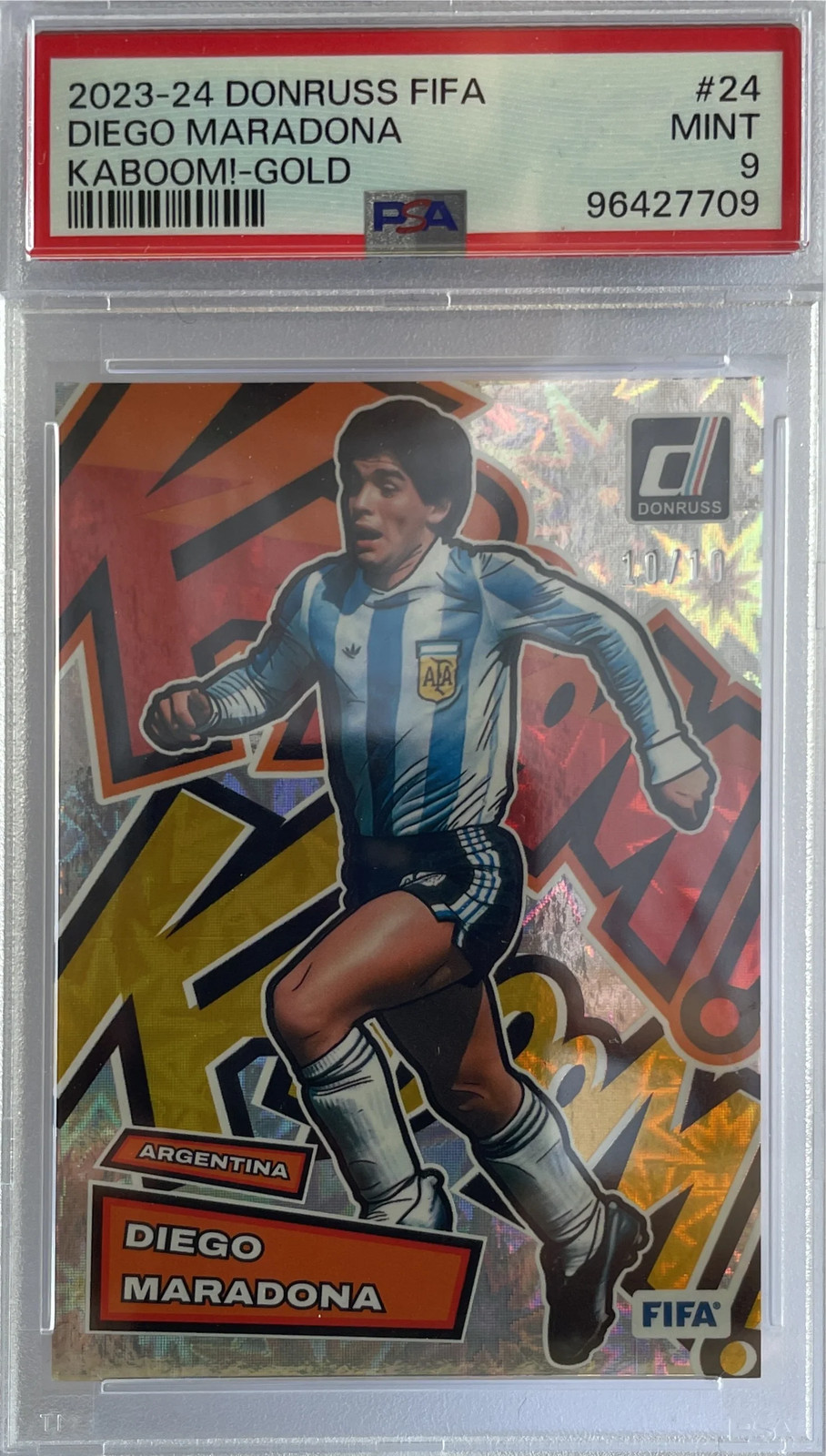Diego Maradona 10/10 Kaboom Gold Panini Donruss FIFA 2023/24 PSA 9 Diego Maradona 10/10 Kaboom Gold Panini Donruss FIFA 2023/24 PSA 9