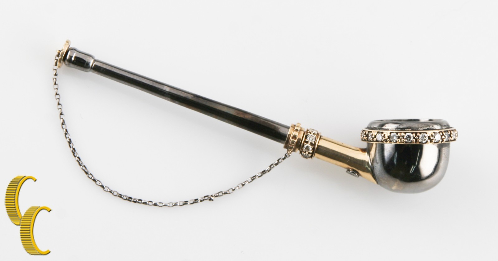 14K White & Yellow Gold With Diamonds 3-piece & Poker Pipe 14K White & Yellow Gold With Diamonds 3-piece & Poker Pipe
