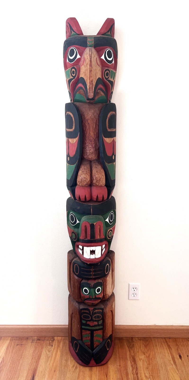 1964 Vintage Chief Don Lelooska Large Carved & Brightly Painted Totem Pole 6 Ft 1964 Vintage Chief Don Lelooska Large Carved & Brightly Painted Totem Pole 6 Ft