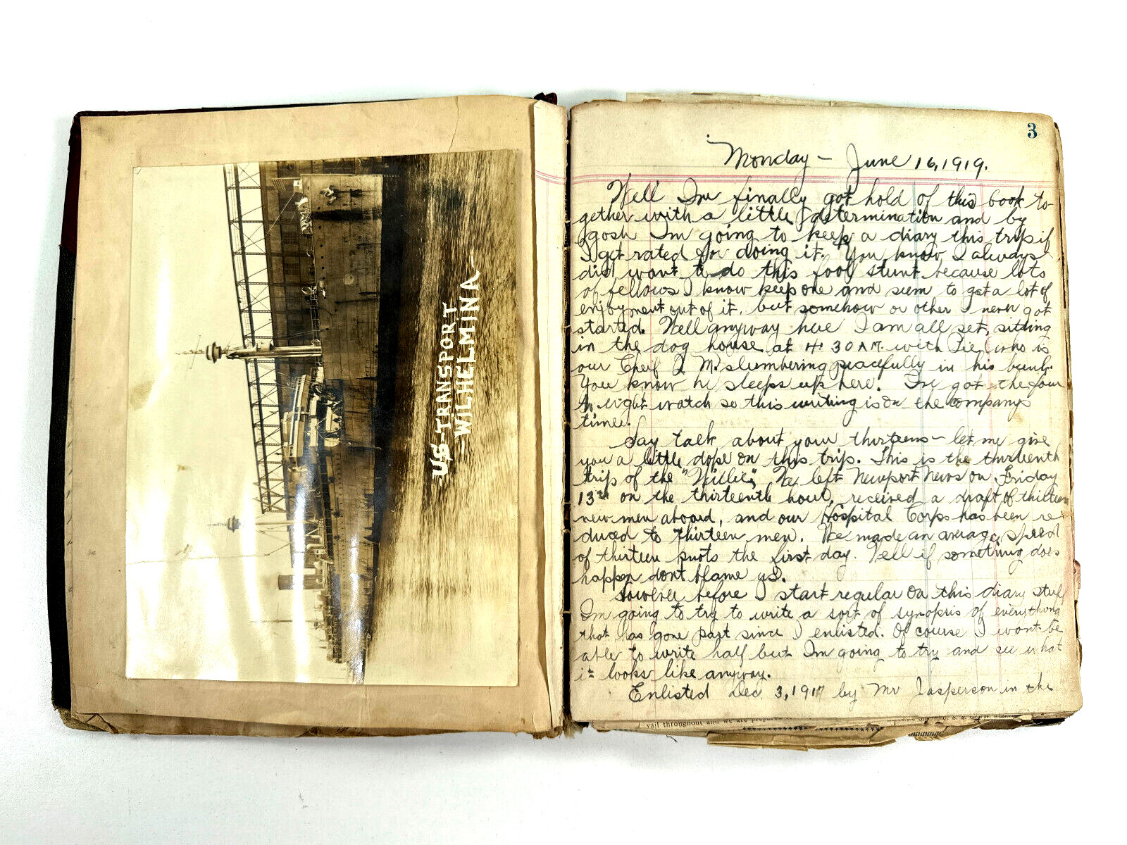 Antique Diary USS Wilhelmina Soldier BATTLE combat submarine WW1 sailor navy Antique Diary USS Wilhelmina Soldier BATTLE combat submarine WW1 sailor navy