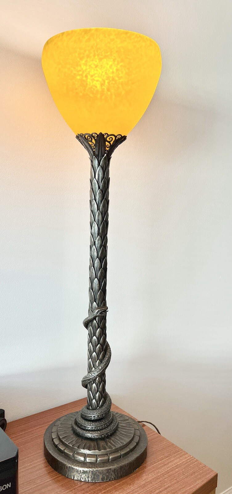 Extremely Rare Wrought Iron Snake Table Lamp By Louis Katona Stamped L.Katona Extremely Rare Wrought Iron Snake Table Lamp By Louis Katona Stamped L.Katona