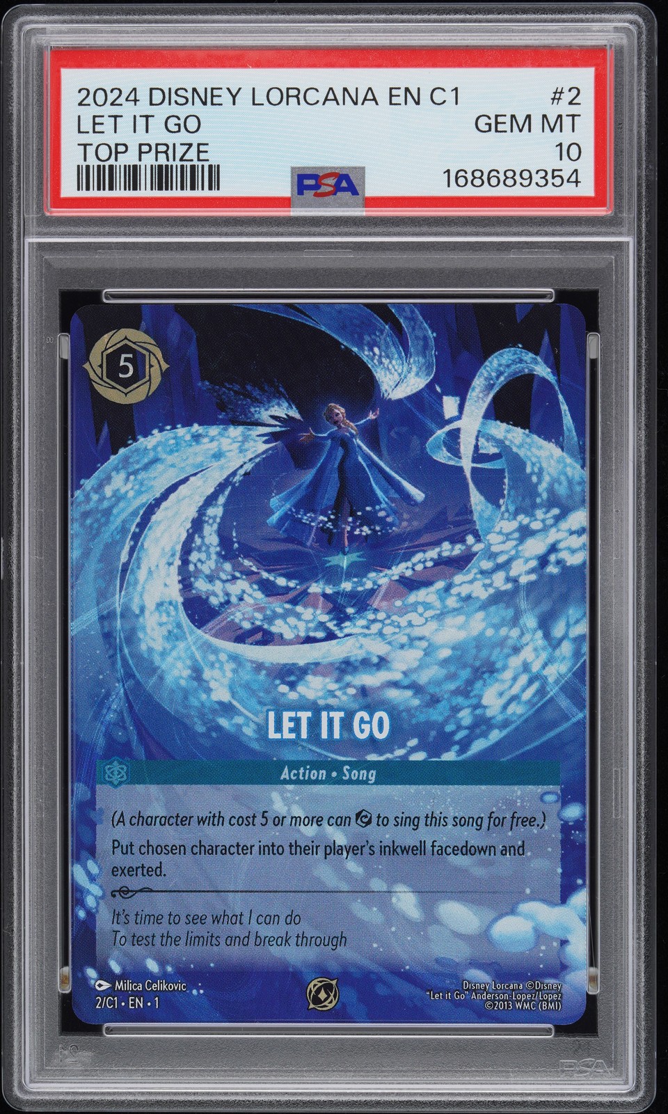 2024 DISNEY LORCANA EN C1-LORCANA CHALLENGE PROMO TOP PRIZE #2 LET IT GO PSA 10