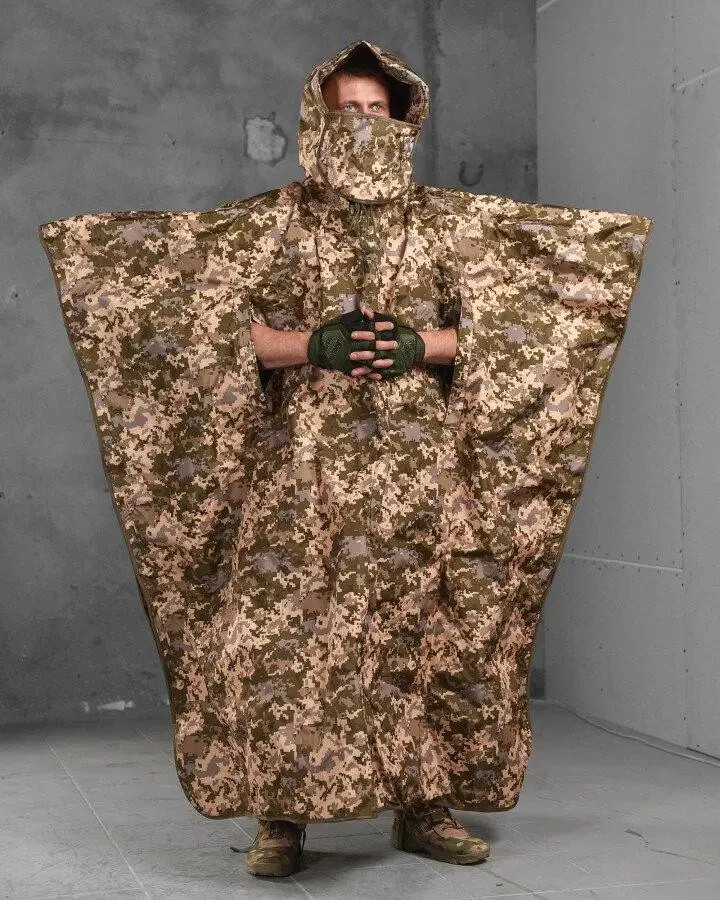 Anti-Thermal Imaging Foil Barrier Pixel Tactical Poncho Cloak🇺🇦