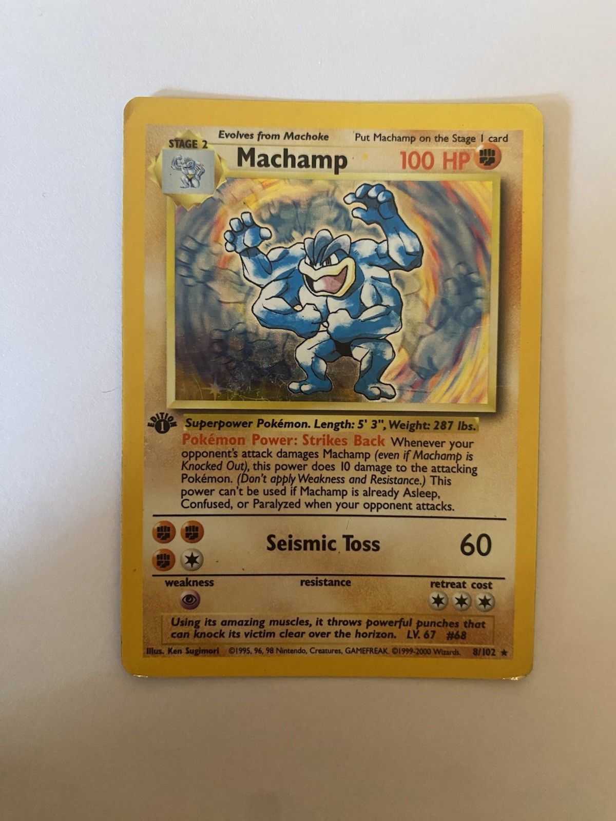 Pokémon TCG Machamp Seismic Toss Holo Foil Rare 1st Addition 8/102 Pokémon TCG Machamp Seismic Toss Holo Foil Rare 1st Addition 8/102