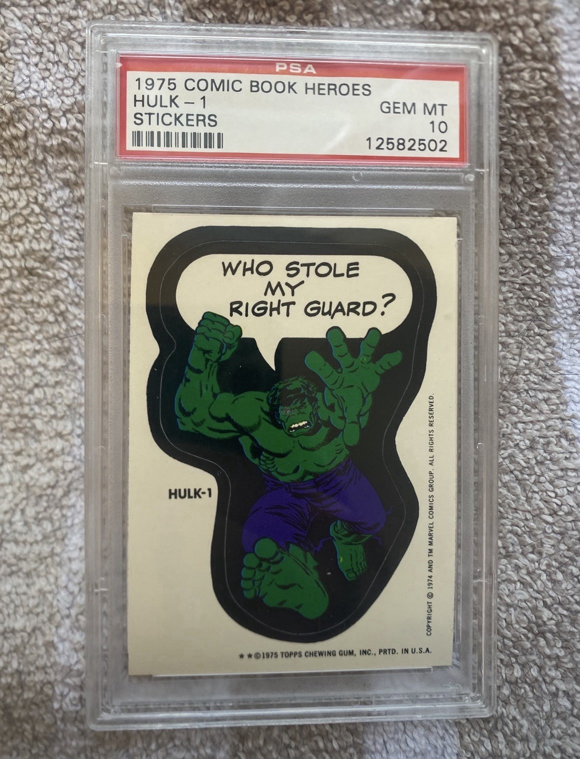 Hulk 1 Topps Marvel 1975 Comic Book Heroes 1st Edition Sticker Psa 10 (pop 12) Hulk 1 Topps Marvel 1975 Comic Book Heroes 1st Edition Sticker Psa 10 (pop 12)