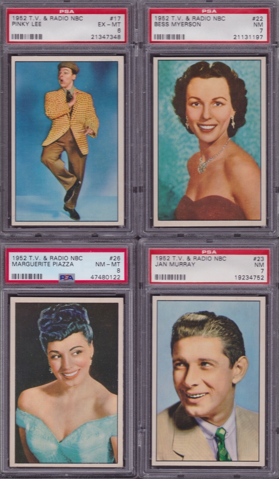 (36 CARD PSA COMPLETE SET) 1952 NBC T.V. & RADIO STARS CARD LOT- PSA 6.58 AVG. (36 CARD PSA COMPLETE SET) 1952 NBC T.V. & RADIO STARS CARD LOT- PSA 6.58 AVG.