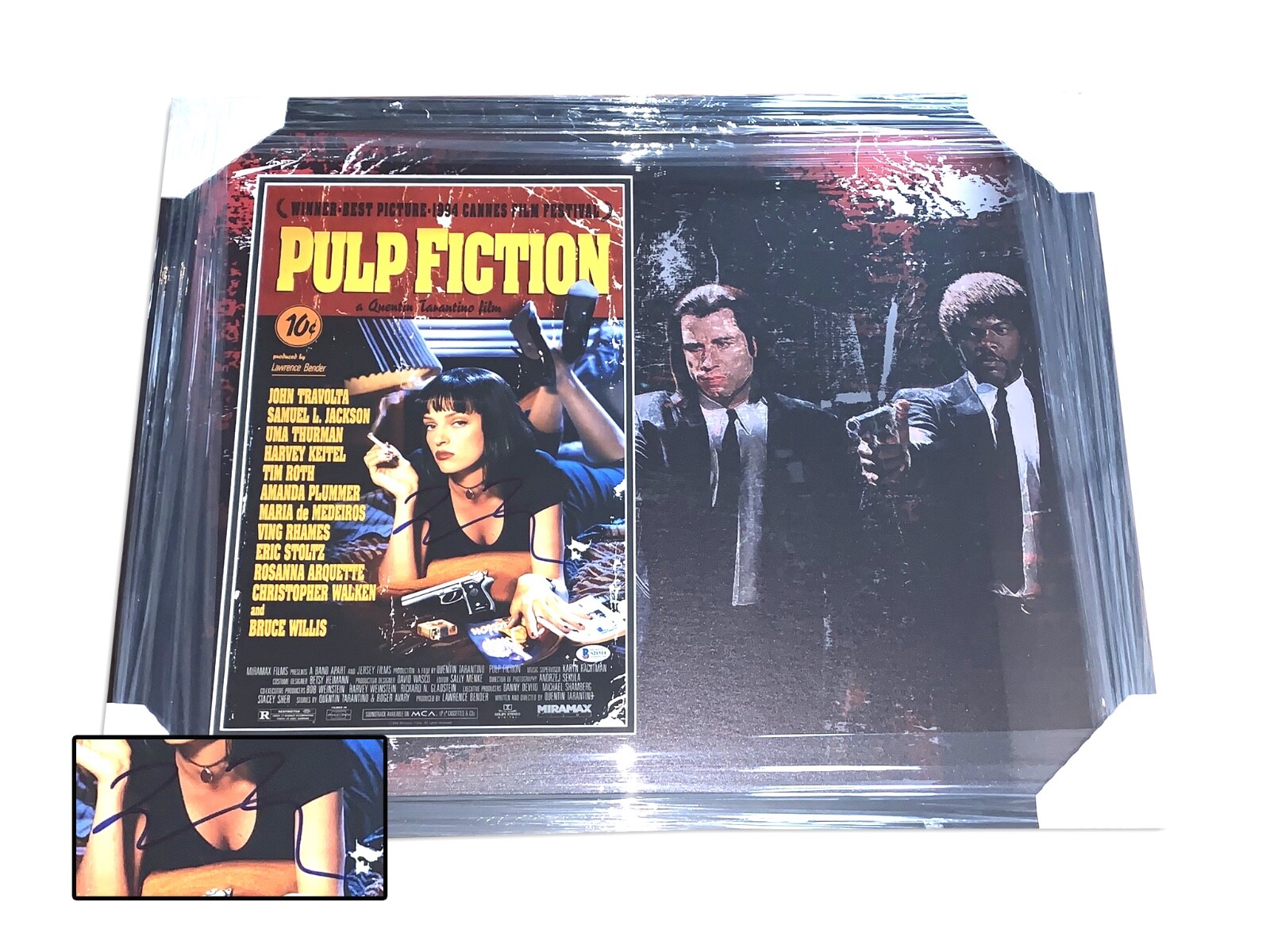 QUENTIN TARANTINO PULP FICTION SIGNED AUTO 12X18 PHOTO CUSTOM FRAMED BECKETT BAS QUENTIN TARANTINO PULP FICTION SIGNED AUTO 12X18 PHOTO CUSTOM FRAMED BECKETT BAS