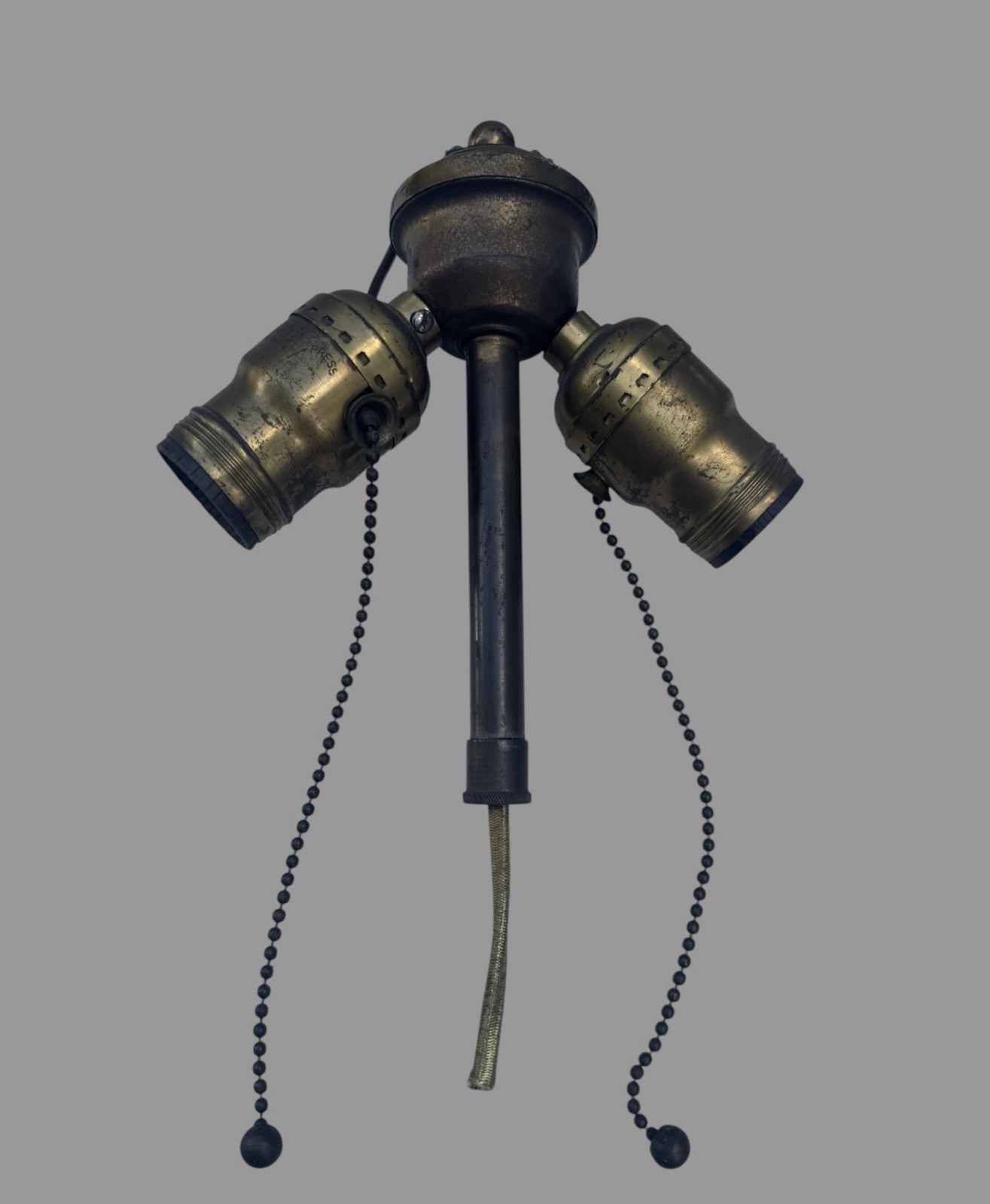 Vintage Leviton Double Lamp Socket Cluster Brass Pull Chain Light Parts