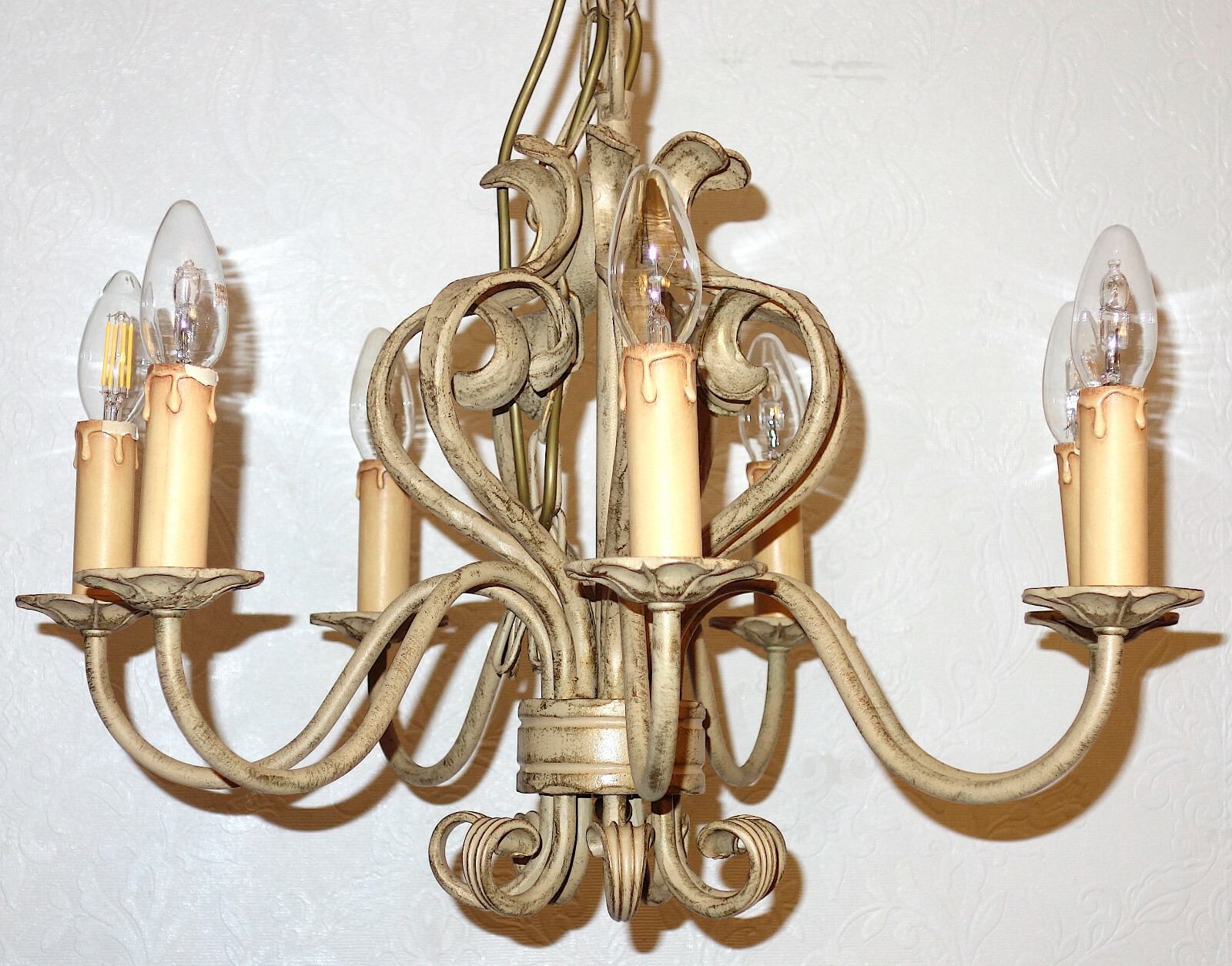 High Quality Koch and Söhne Art Wrought Iron Ceiling Lamp 7 Burner