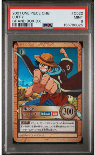 PSA 9 Luffy C520 2001 One Piece Carddass Hyper Battle Grand Box DX Japanese PSA 9 Luffy C520 2001 One Piece Carddass Hyper Battle Grand Box DX Japanese