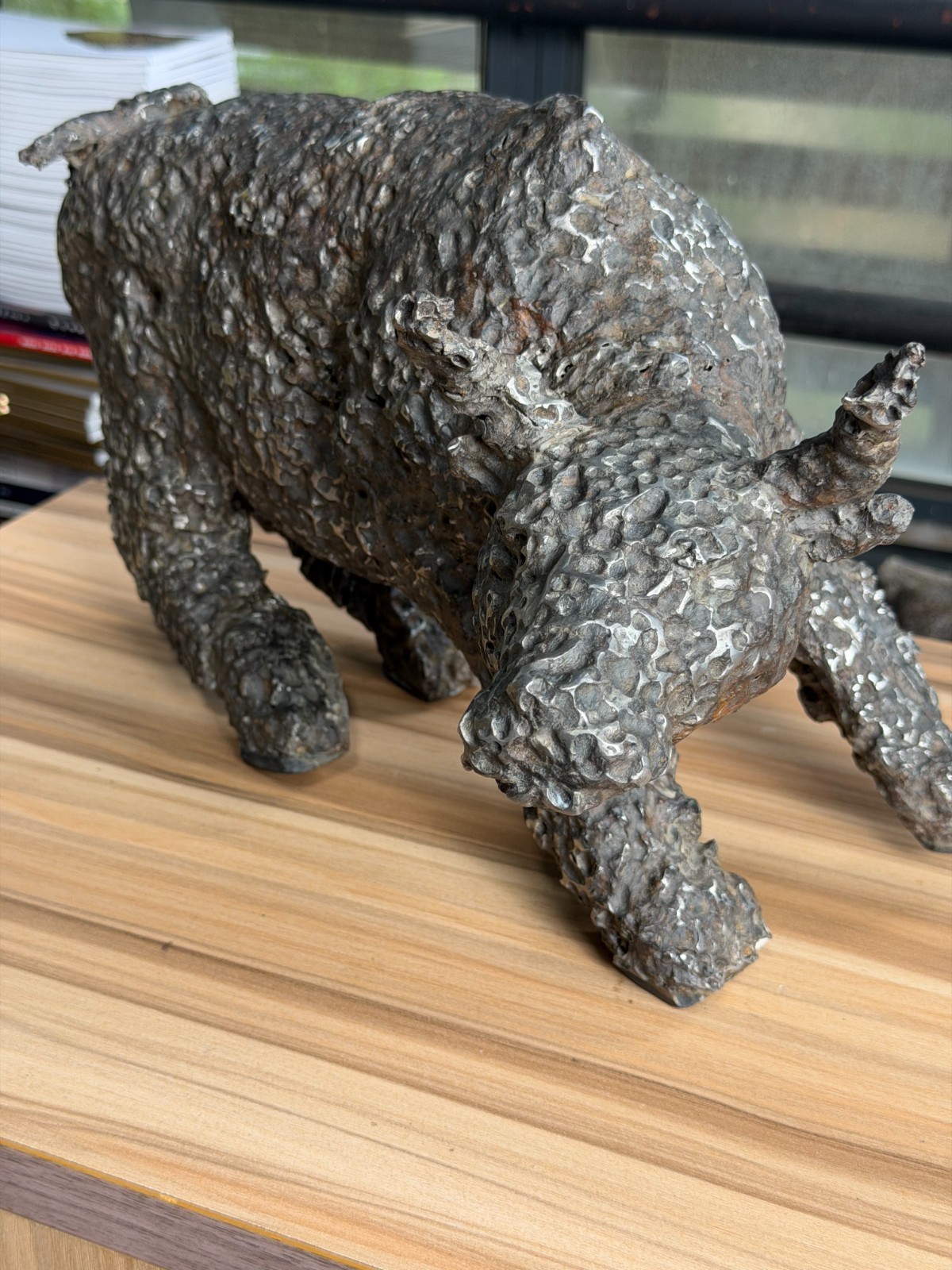 Museum Quality Giant Bull Statue Carved From Serico Pallasite Meteorite With COA Museum Quality Giant Bull Statue Carved From Serico Pallasite Meteorite With COA
