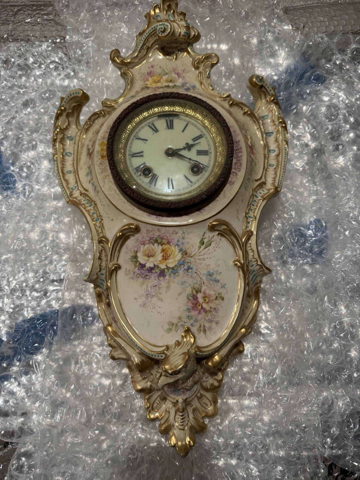 Ansonia #3 Hanging Royal Bonn Porcelain Wall Clock
