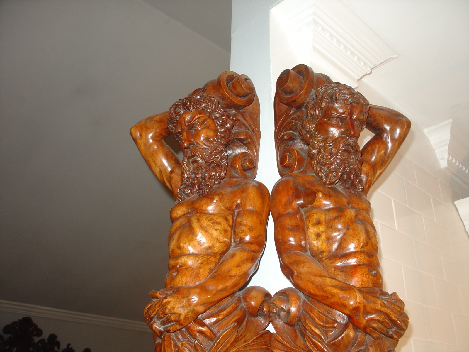 ANTIQUE  HAND CARVED ITALY  CIRCA 1890S CARYATIDS MAN OF THE MOUNTAIN  FIGURES