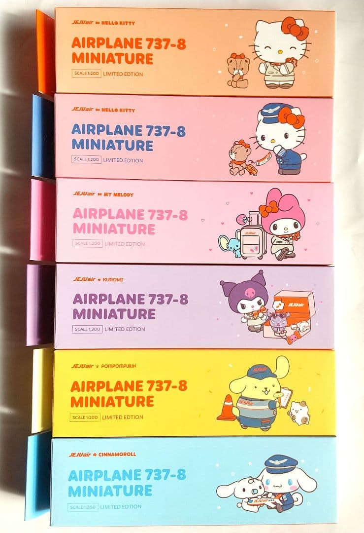 Jeju Air Sanrio B737-8 1/200 Set of 6
