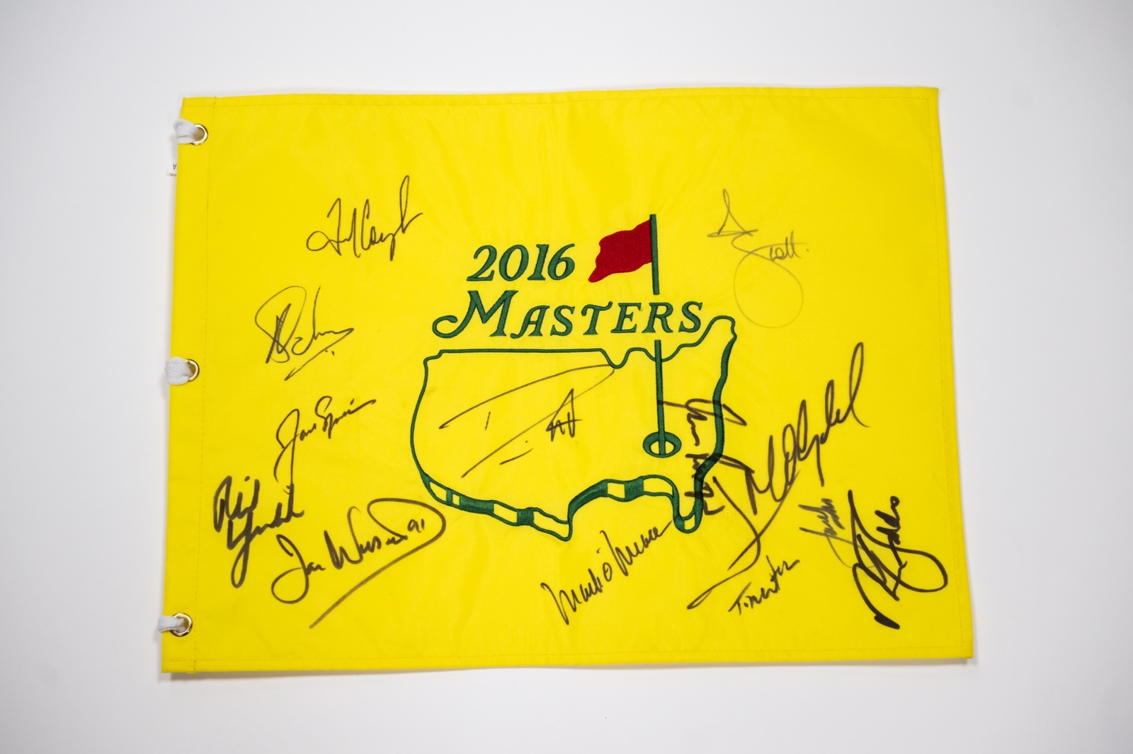 2016 Masters Pin Flag Signed by 13 Winners Inc Jack Nicklaus Tom Watson COA 2016 Masters Pin Flag Signed by 13 Winners Inc Jack Nicklaus Tom Watson COA