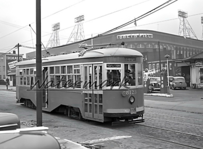 Vintage Wood 4-Sided NY Trolley Sign FLATBUSH AV-GRAVESEND-Ebbets Field Brooklyn