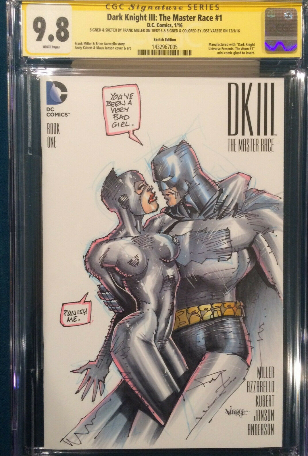 FRANK MILLER ORIGINAL Sketch Art CGC 9.8 Signed DK III Master Race Batman #50