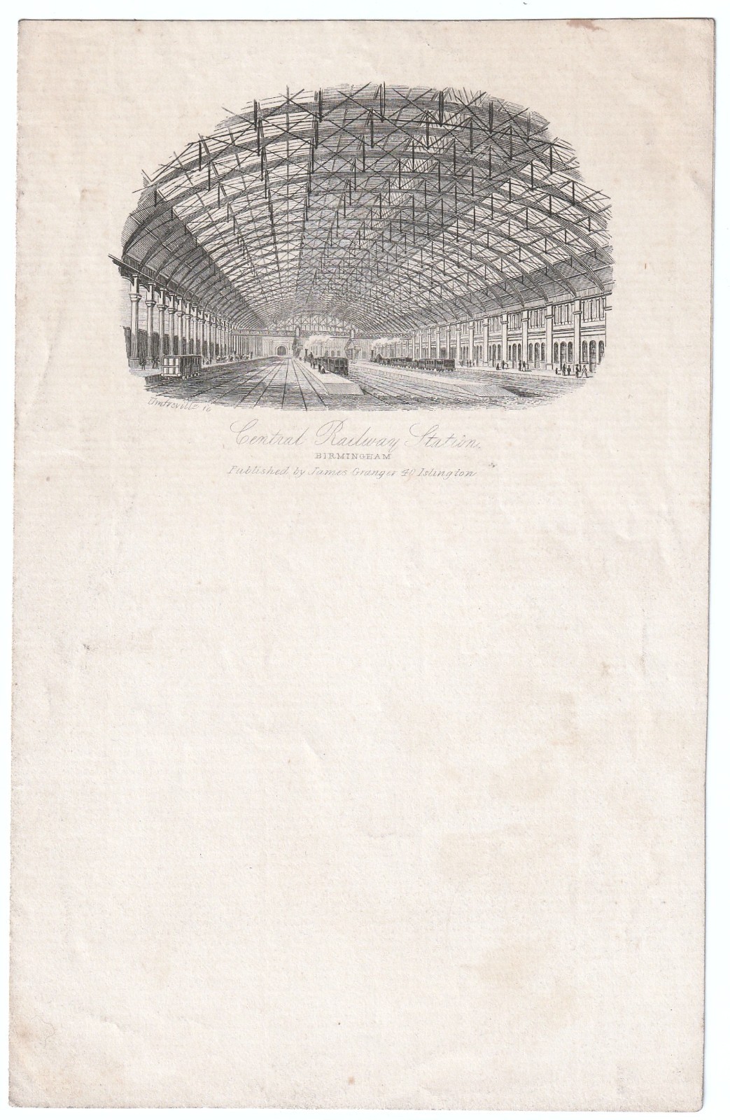 RARE Engraved Illus 4pg Letter Stationary Birmingham UK Railway Station 1850s RARE Engraved Illus 4pg Letter Stationary Birmingham UK Railway Station 1850s