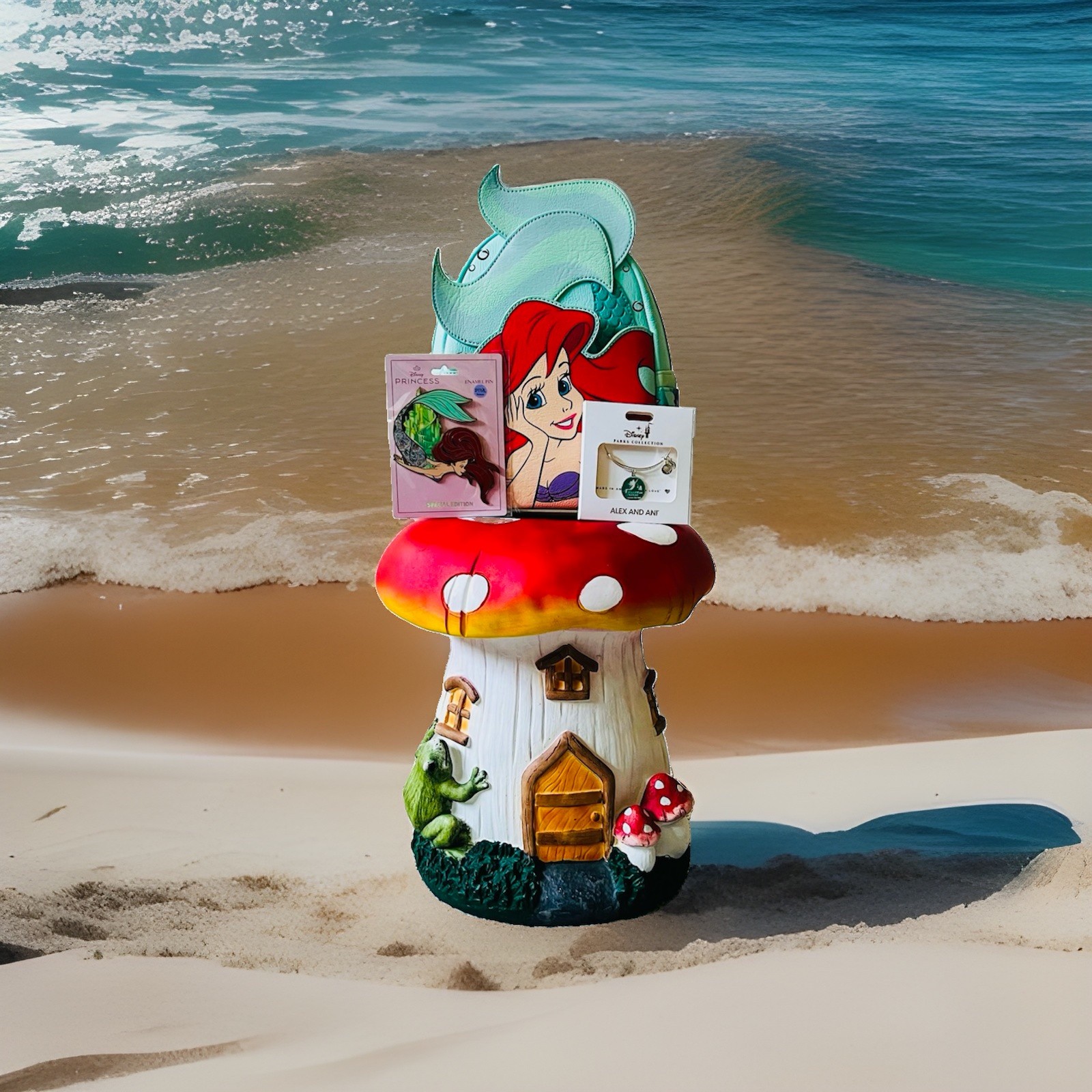NWT Loungefly Little Mermaid Ariel Cosplay Backpack, Pin, and Bracelet Set GRAIL