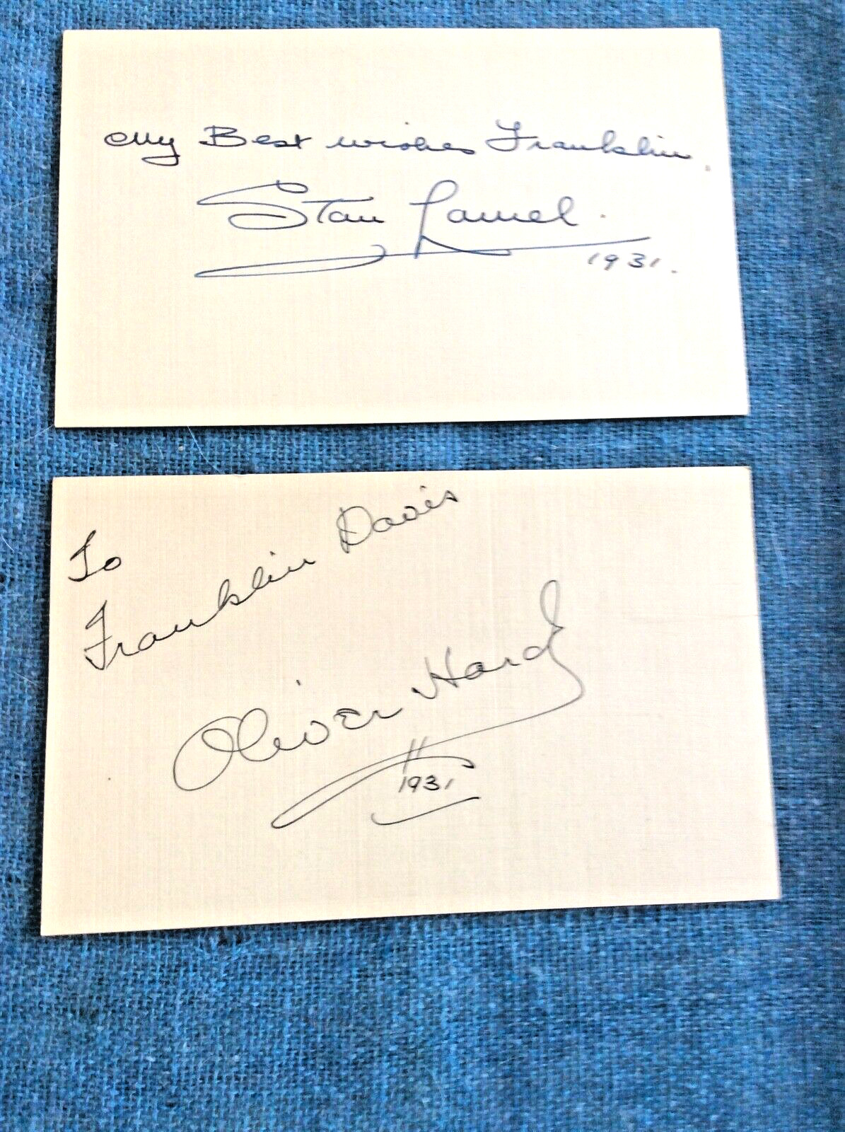 Stan Laurel and Oliver Hardy 1931 Autographs; Comedy; Hollywood; Cinema