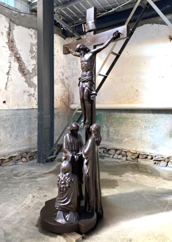 Extra Large Bronze Crucifixion Scene, Outdoor Church Statue, 9' ht. - TF1018 Extra Large Bronze Crucifixion Scene, Outdoor Church Statue, 9' ht. - TF1018