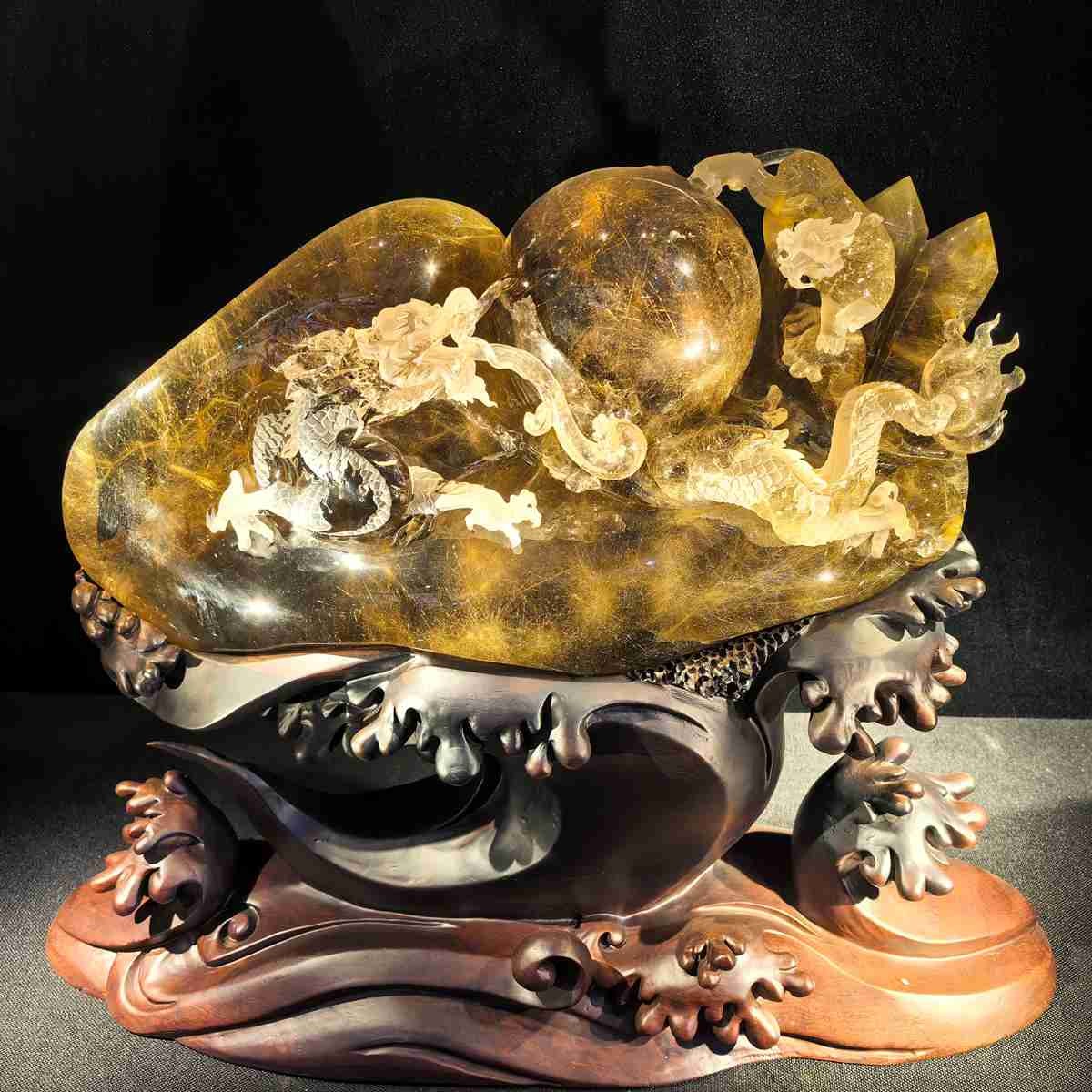 44LB Top Rare Natural Rutilated Quartz Mineral Carved Crystal Dragon Reiki Decor 44LB Top Rare Natural Rutilated Quartz Mineral Carved Crystal Dragon Reiki Decor