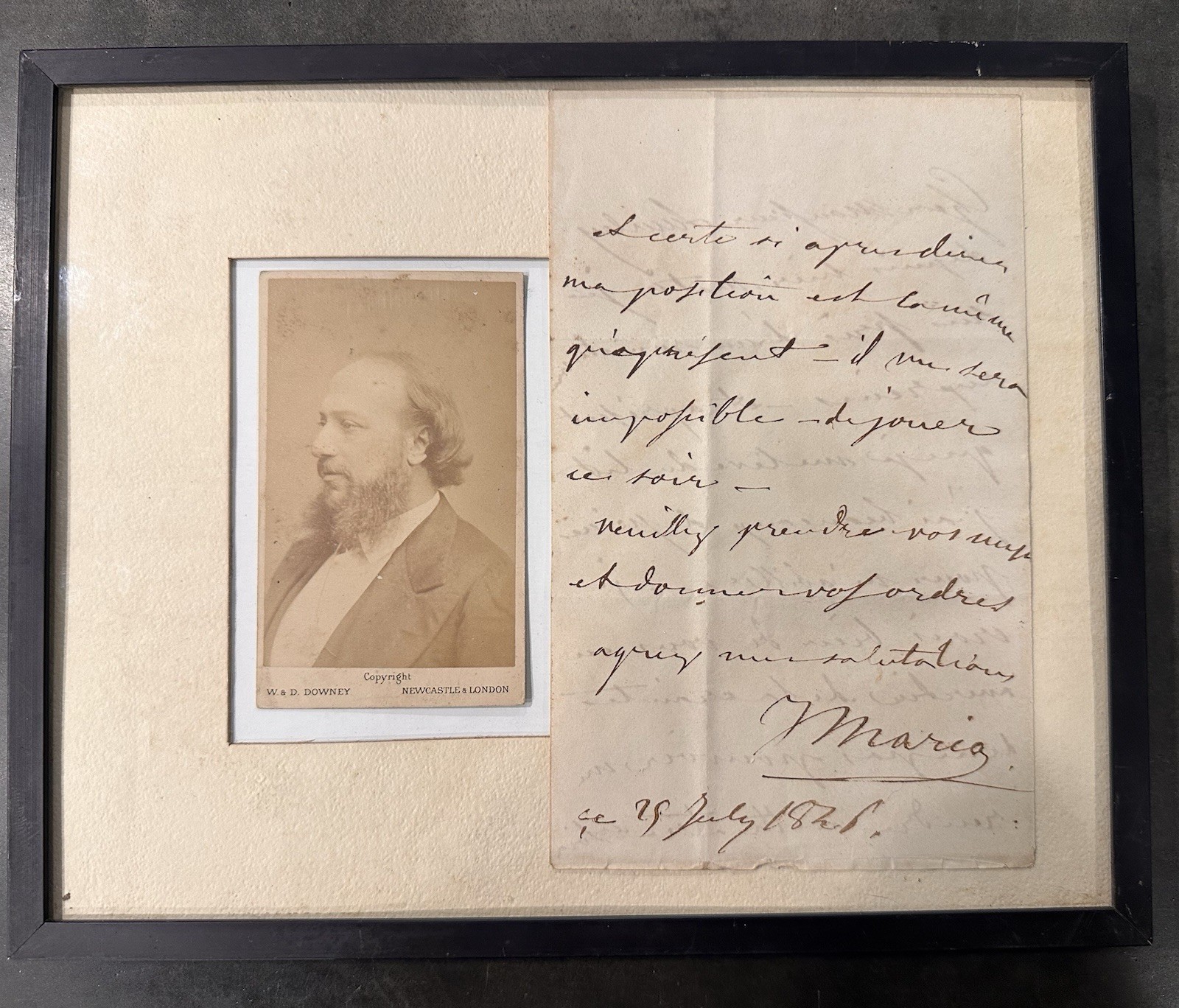 GIOVANNI MATTEO DE CANDIA Mario 1846 ALS Handwritten Letter & Photo Opera Singer