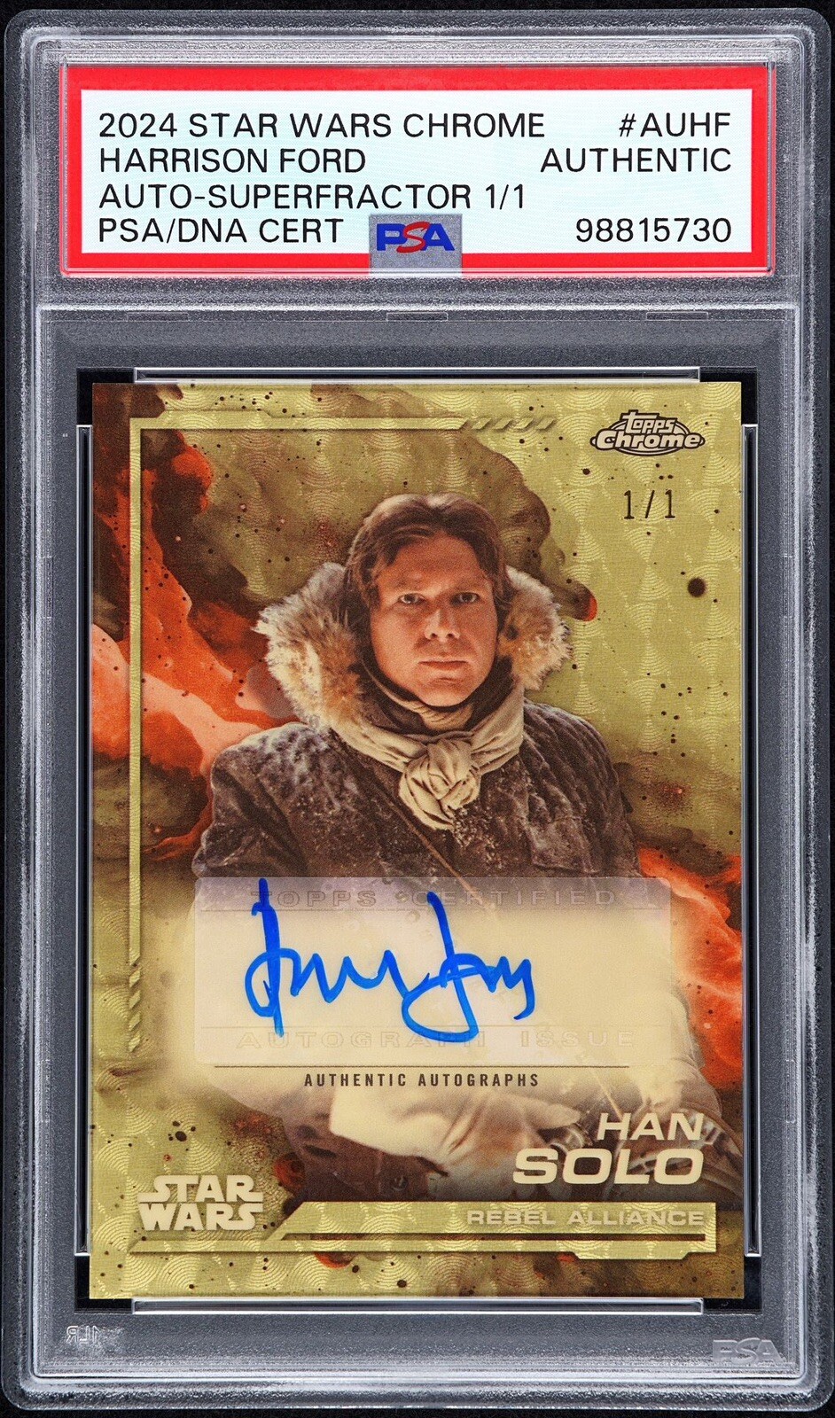 2024 Topps Chrome Star Wars Han Solo Harrison Ford Superfractor 1/1 Auto