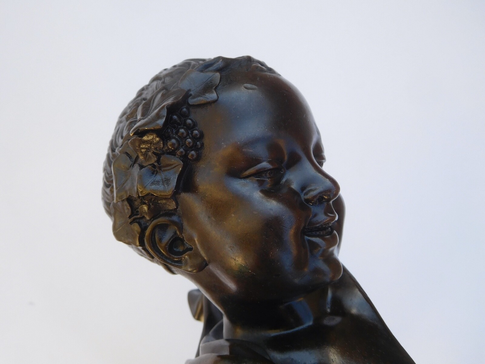 18TH CENTURY BRONZE ARCHITECTURAL GROUP CHILD BACCHUS CHERUB PUTTI SCULPTURE 