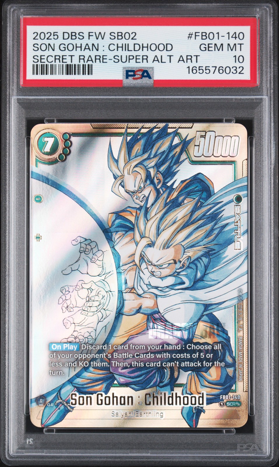 2025 SECRET RARE-SUPER ALTERNATE ART #FB01-140 SON GOHAN : CHILDHOOD PSA 10 2025 SECRET RARE-SUPER ALTERNATE ART #FB01-140 SON GOHAN : CHILDHOOD PSA 10