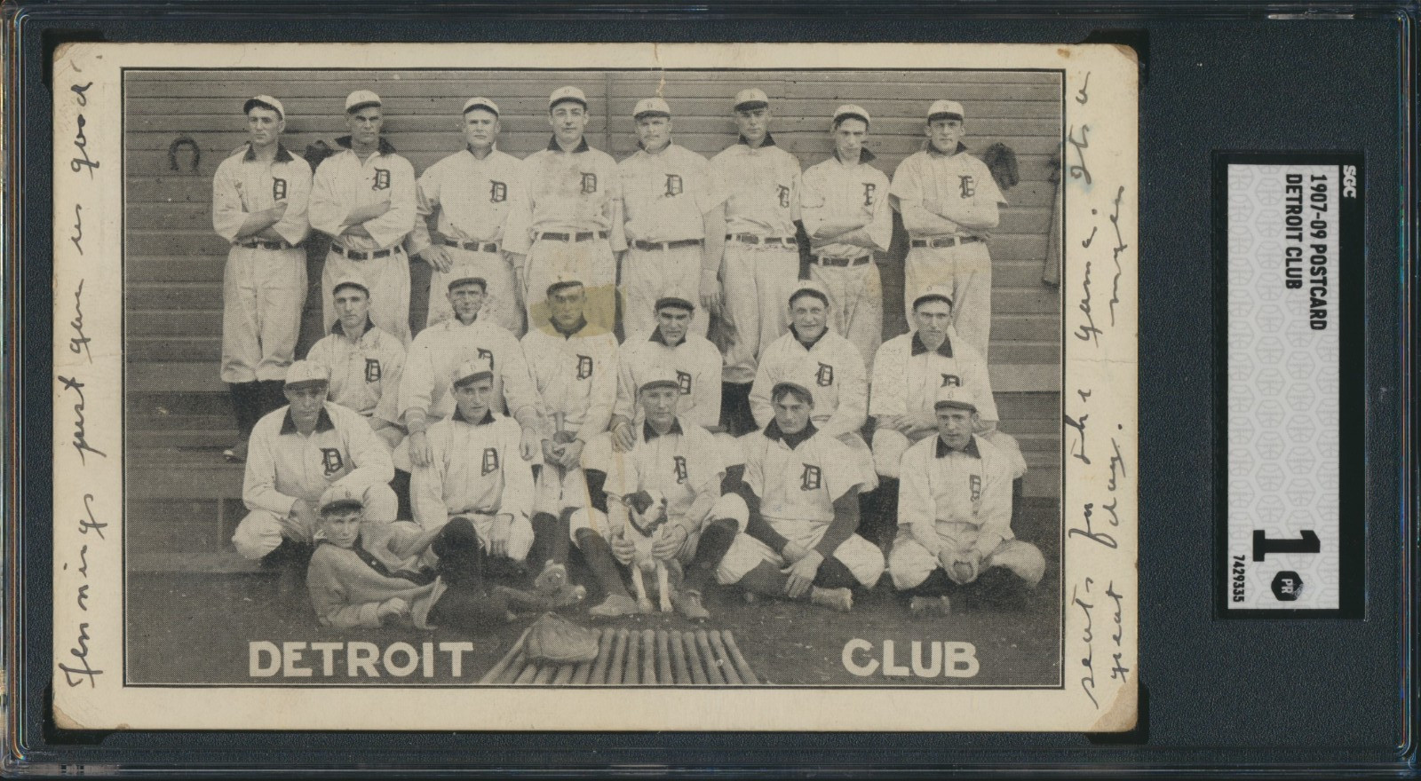 1907 DETROIT TIGERS REAL PHOTO PC - TY COBB RC SGC 1 HOF ROOKIE GREAT CONTENT