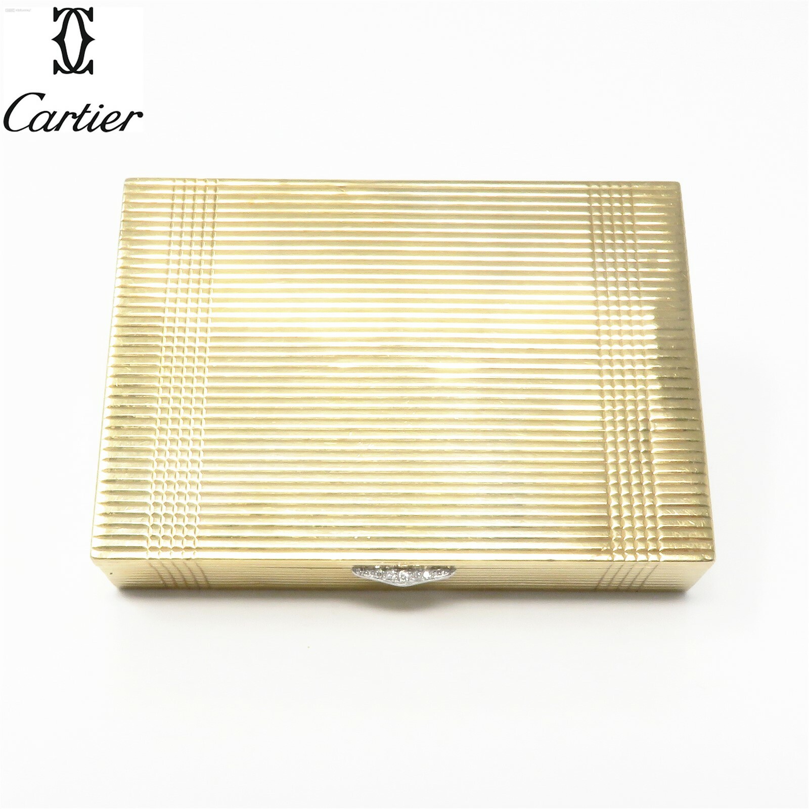NYJEWEL Cartier 14k Yellow Gold Diamond Trinket Compact Powder Box NYJEWEL Cartier 14k Yellow Gold Diamond Trinket Compact Powder Box