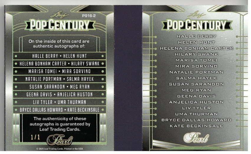Leaf Pearl Pop Century One Of One Booklet 1/1 Celebrities Movie Stars Signatures