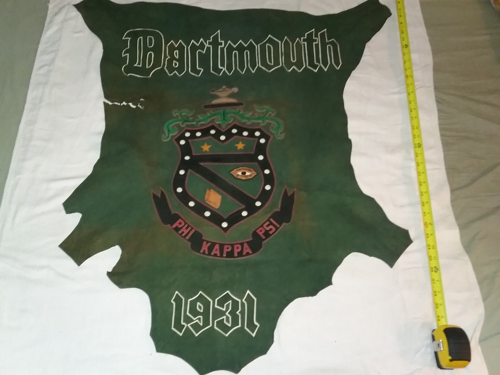LOW PRICE Vintage Dartmouth College 32 x 40 Phi Kappa Psi Leather Wall Hanging