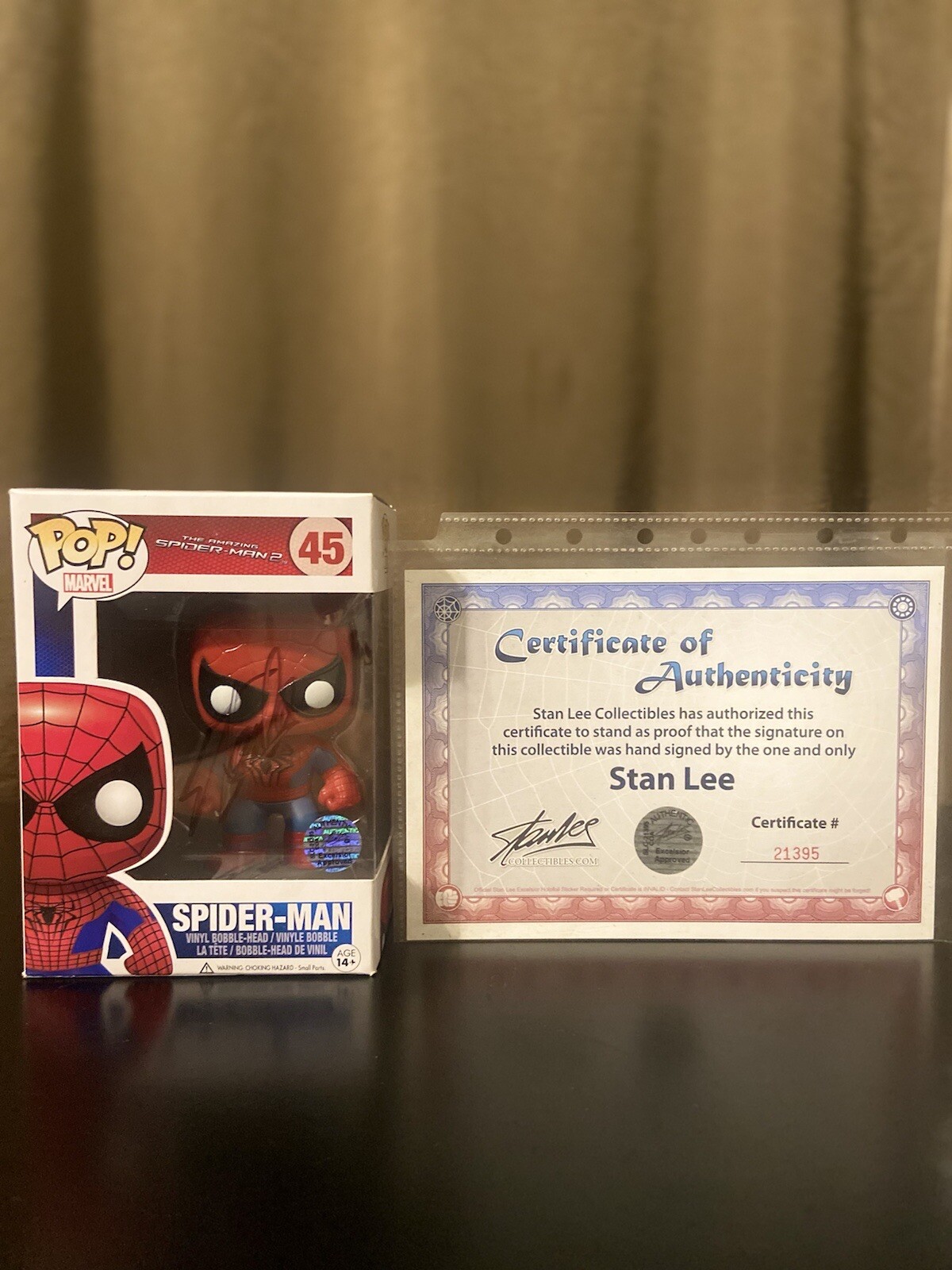 🔥Super RARE Stan Lee Signed /Autograph Spider-Man Funko Pop 45 COA🔥🔥🔥
