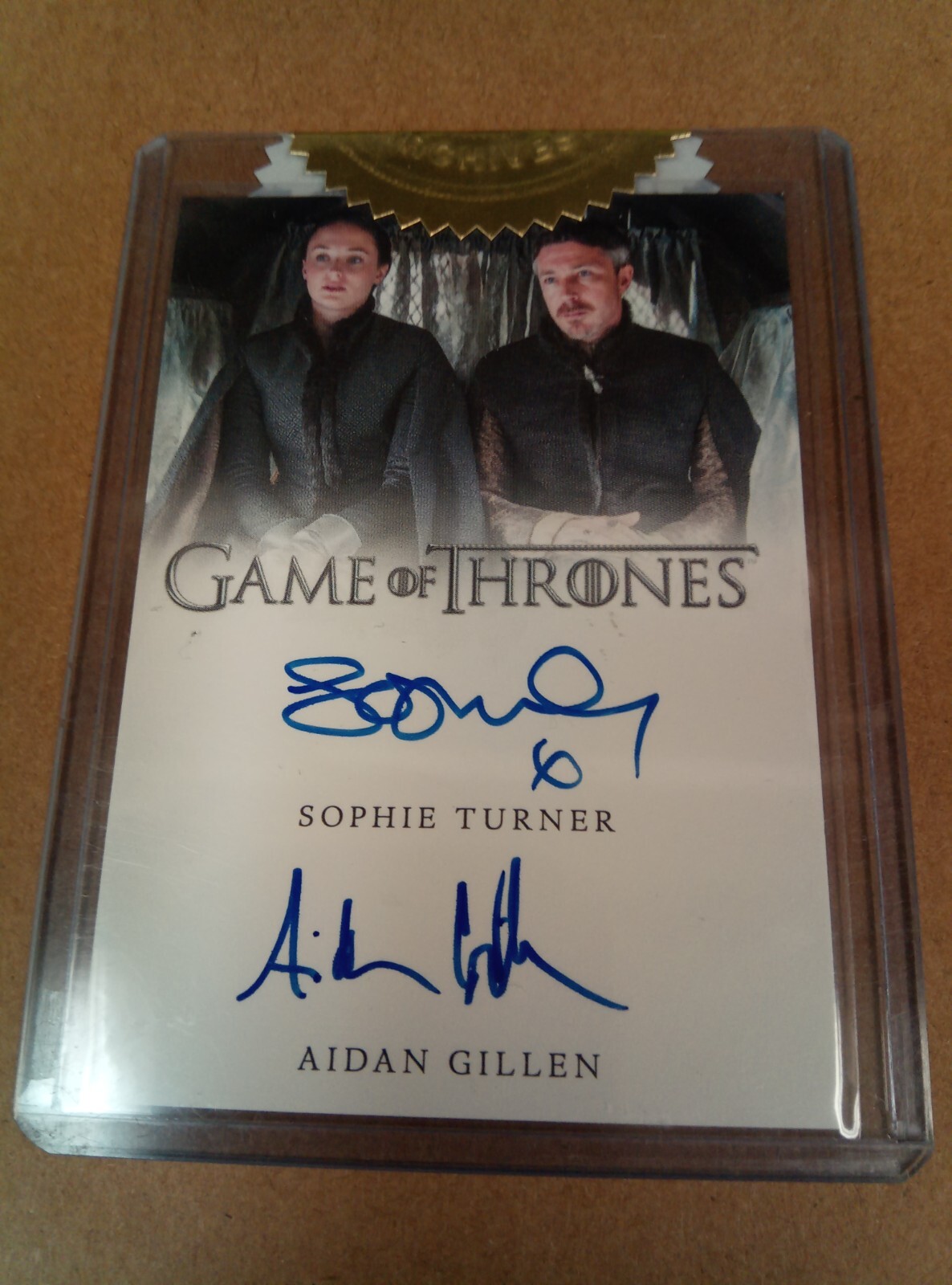 Game of Thrones Signature Card Sophie Turner & Aidan Gillen 2016 Season 5 Game of Thrones Signature Card Sophie Turner & Aidan Gillen 2016 Season 5