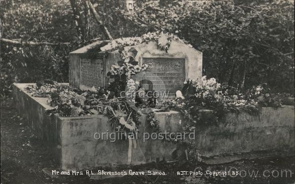 R. J. T. Photo Vailima, Samoa Mr. Mrs. Robert Lewis Stevenson's Grave RPPC